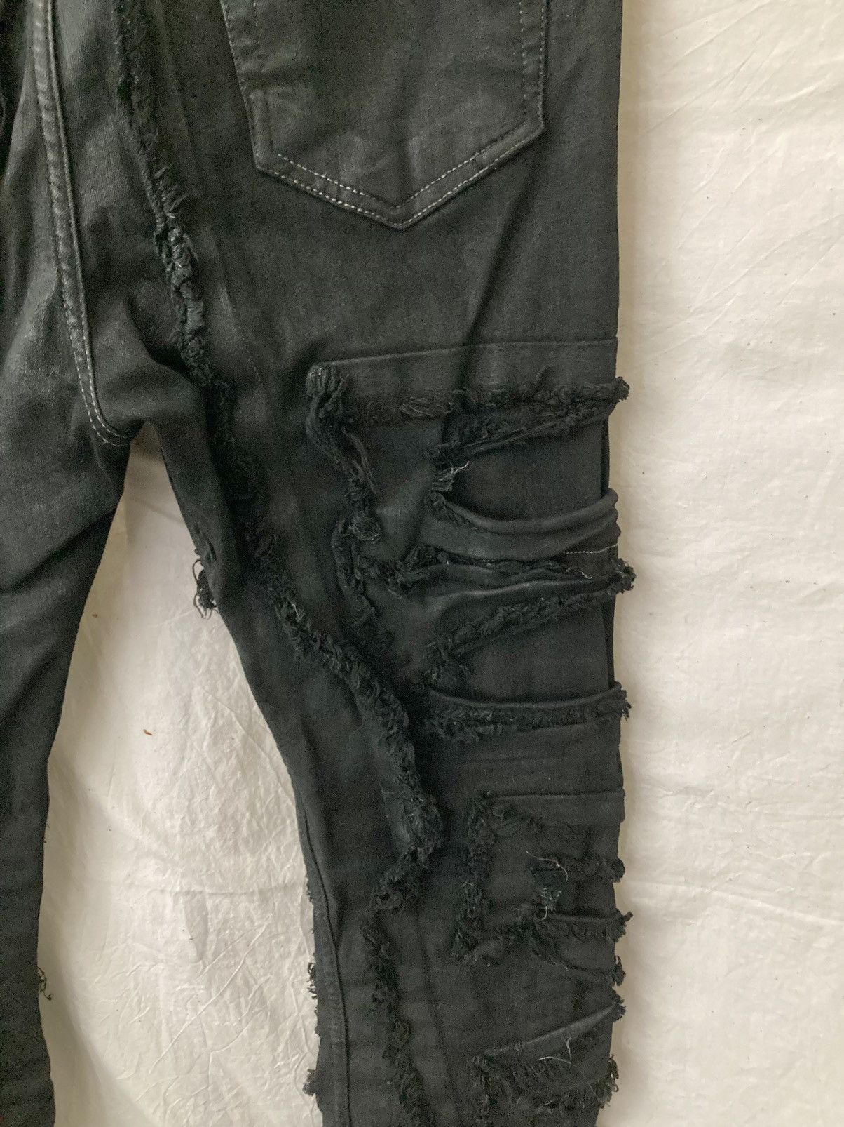 Rick Owens Drkshdw Rick Owens Black Foil Slash Stretch Denim Size US 29 - 12 Thumbnail