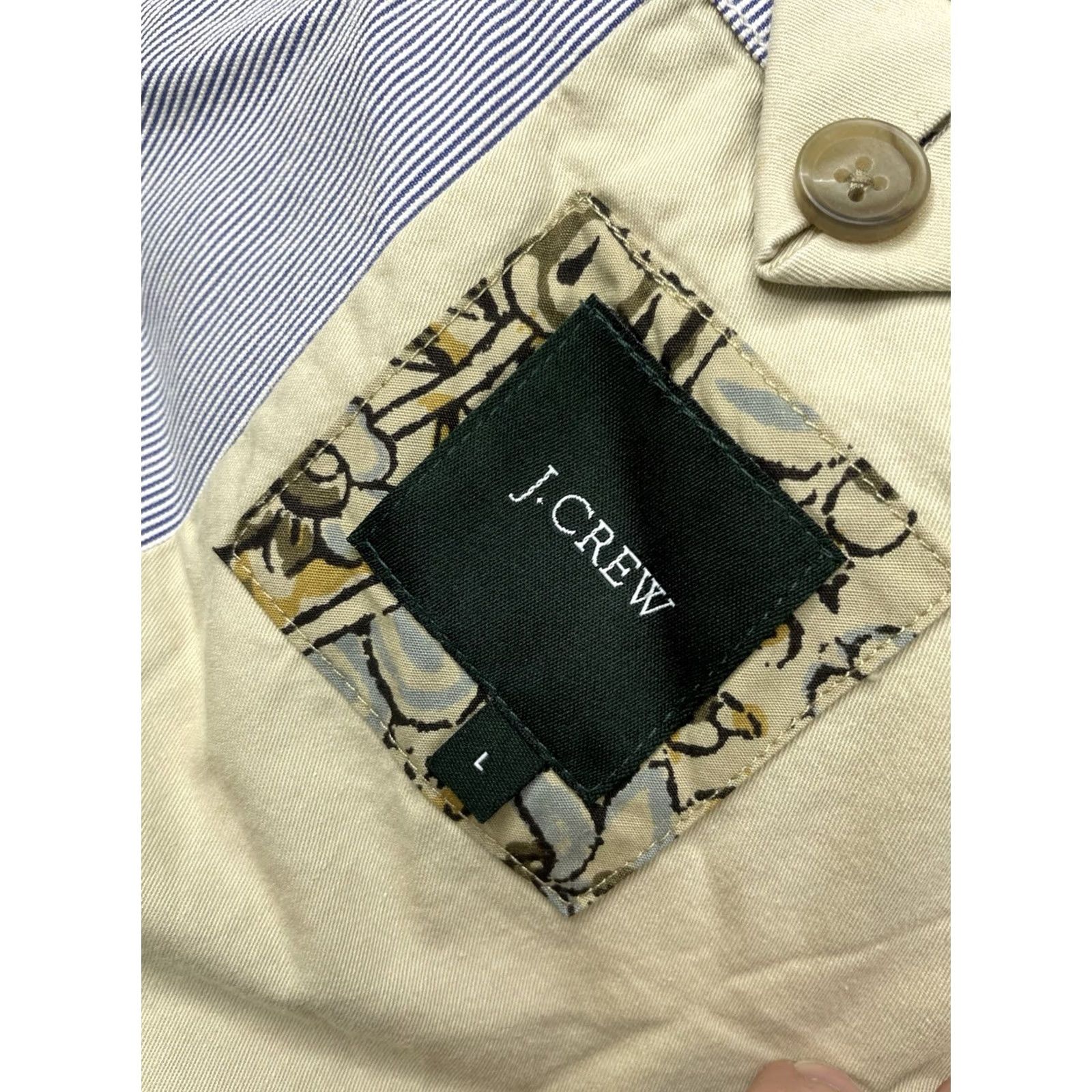 J.Crew J.Crew Mens Large Blue Striped Cotton Sport Coat Seersucker Blazer 3 Button Size 42R - 3 Thumbnail