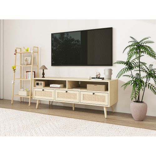 Designer × Homemade Rattan TV Stand with Solid Wood Feet, TV Console Table for L Size US L / EU 52-54 / 3 - 7 Thumbnail