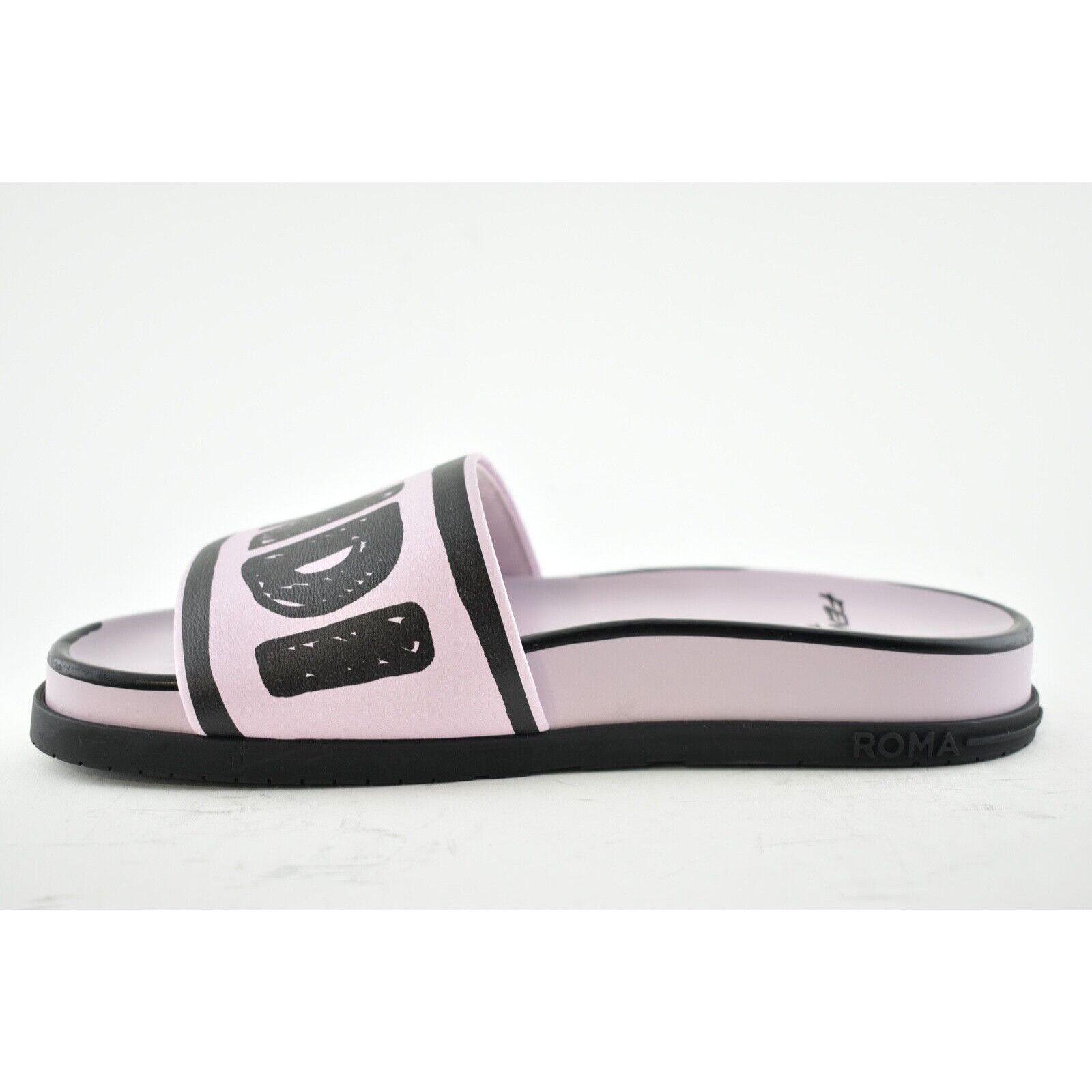 Fendi Fendi Joshua Vides Pink Black Leather Logo Mule Slide Flat Size US 5 / IT 35 - 9 Thumbnail