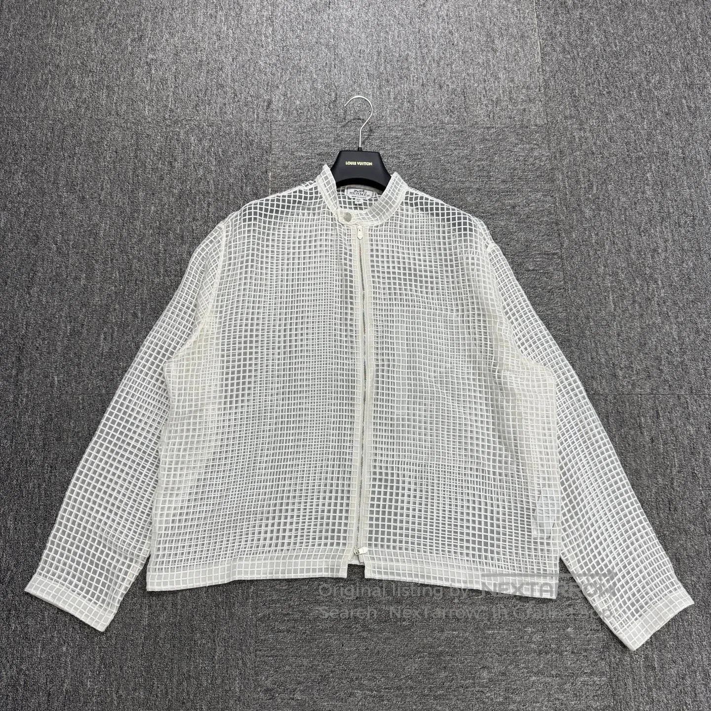 Hermes White Mesh Zip-Up Light Jacket. Size US XXS / EU 40 - 1 Thumbnail