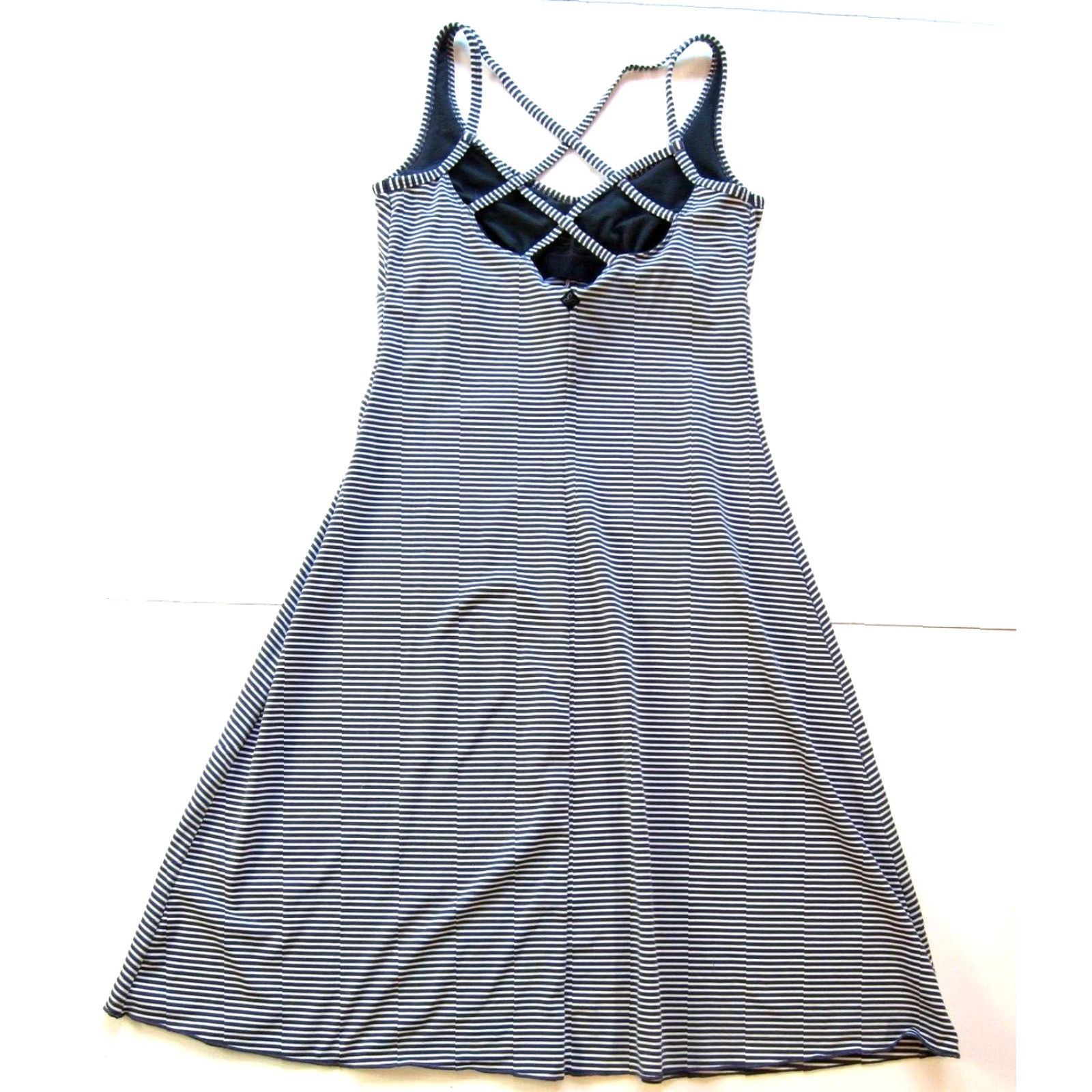 Prana VINTAGE PrAna Grey White Stripe Stretch Built In Bra Active Tank Slip Dress Small Size S / US 4 / IT 40 - 2 Thumbnail