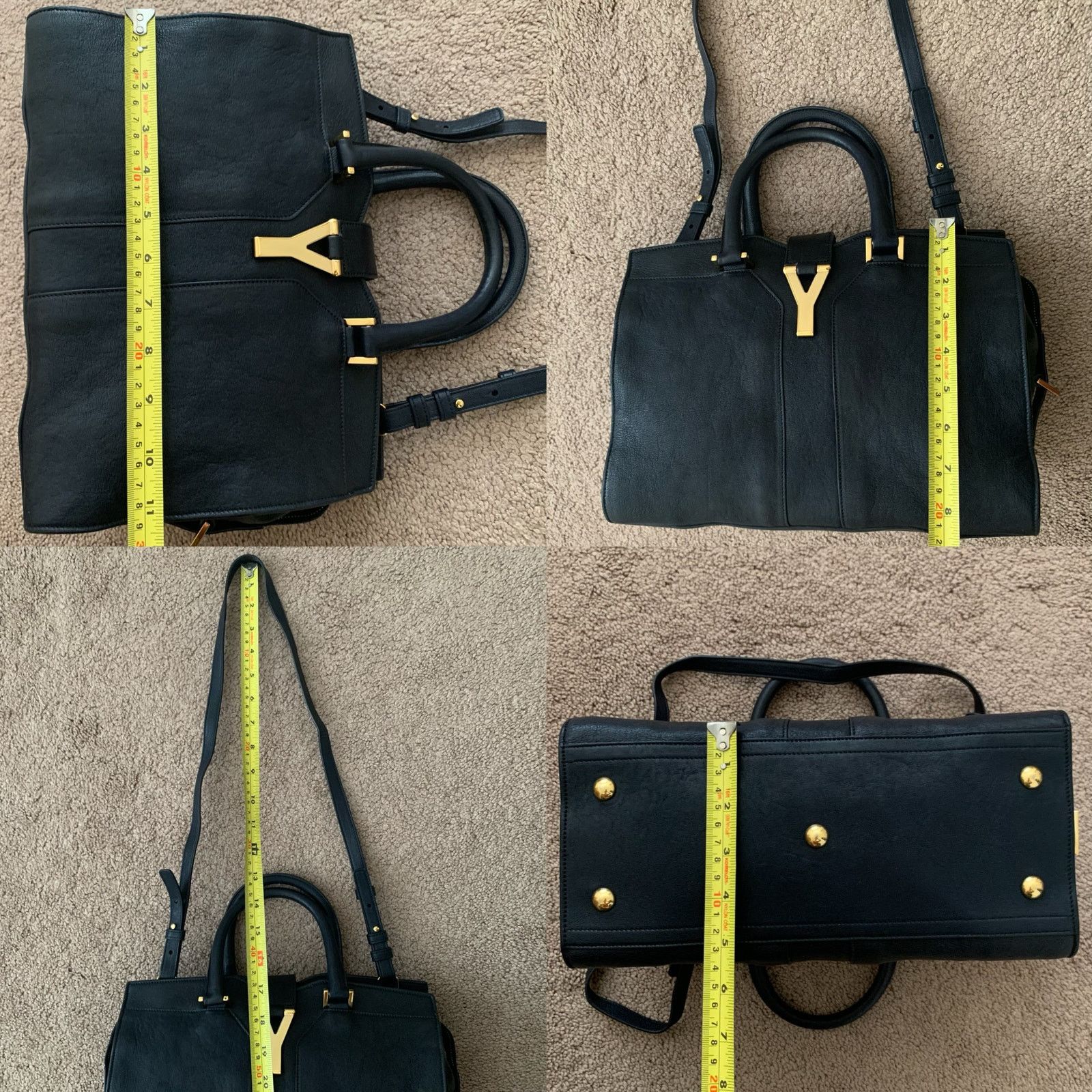 Yves Saint Laurent Y1009 YSL dark blue cabas leather bag with strap removable Size ONE SIZE - 8 Thumbnail