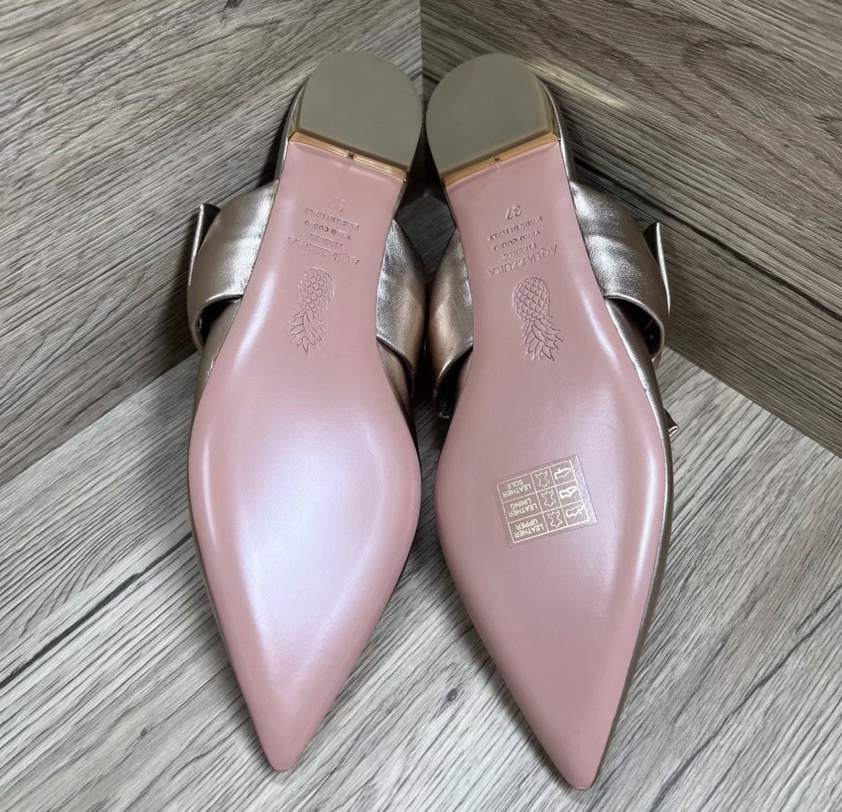 Aquazzura Aquazzura Champagne Gold Mule Slides J41 Size US 7 / IT 37 - 6 Thumbnail
