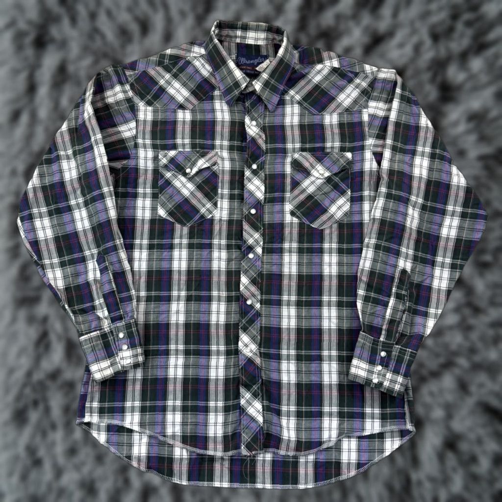 Wrangler VINTAGE Wrangler Shirt Men Large Plaid Long Sleeve 90s Pearl Snap Western X Long Size US L / EU 52-54 / 3 - 1 Thumbnail