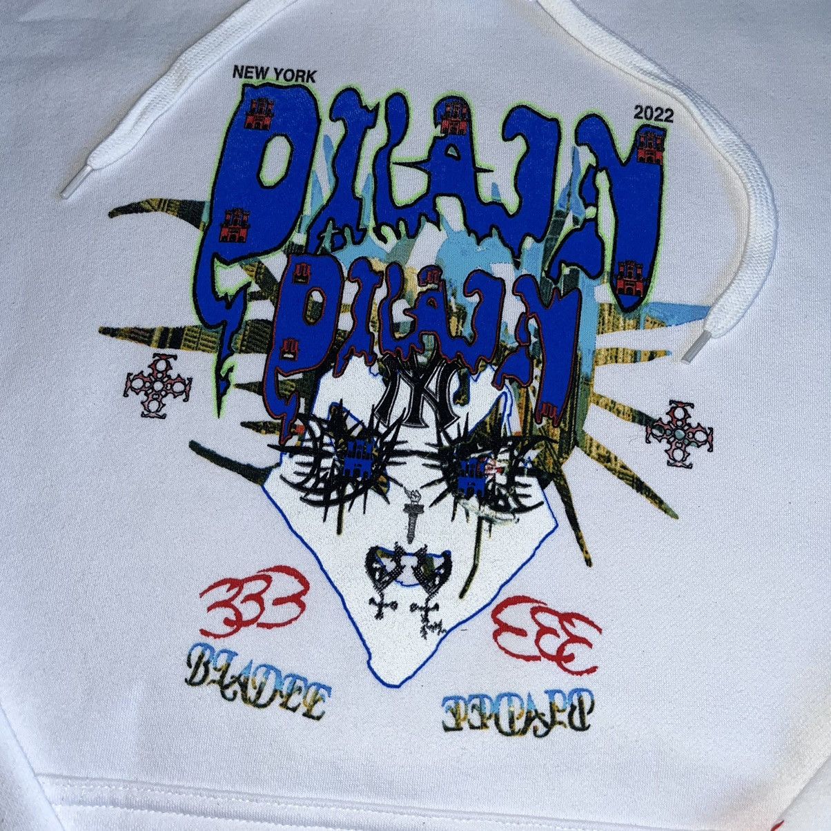 Drain Gang Bladee for Drain Gang Face Shield NYC White Graphic Hoodie Size US S / EU 44-46 / 1 - 4 Thumbnail