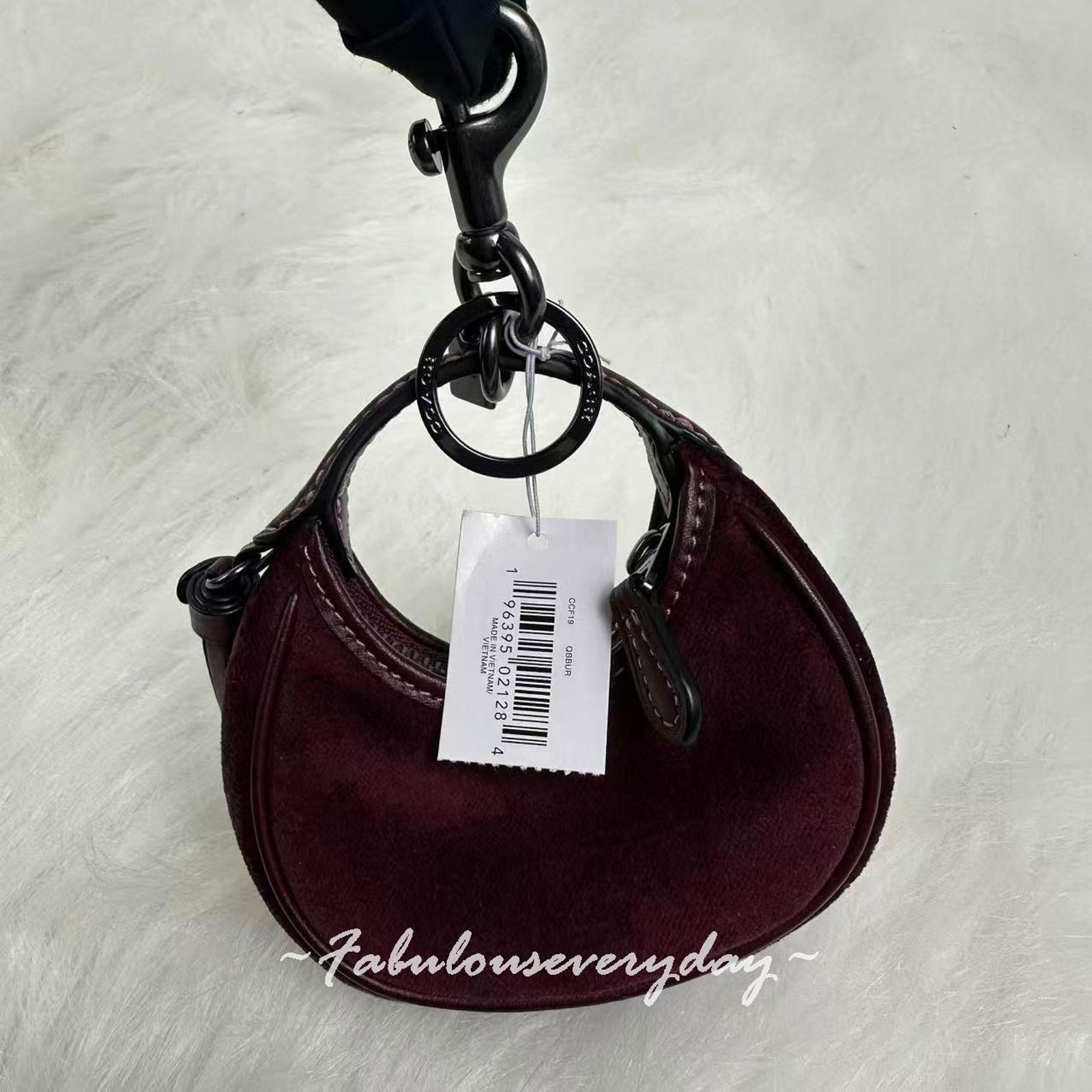 Coach Coach Mini Carmen Charm Keychain Velvet Gunmetal Burgundy Size ONE SIZE - 7 Thumbnail