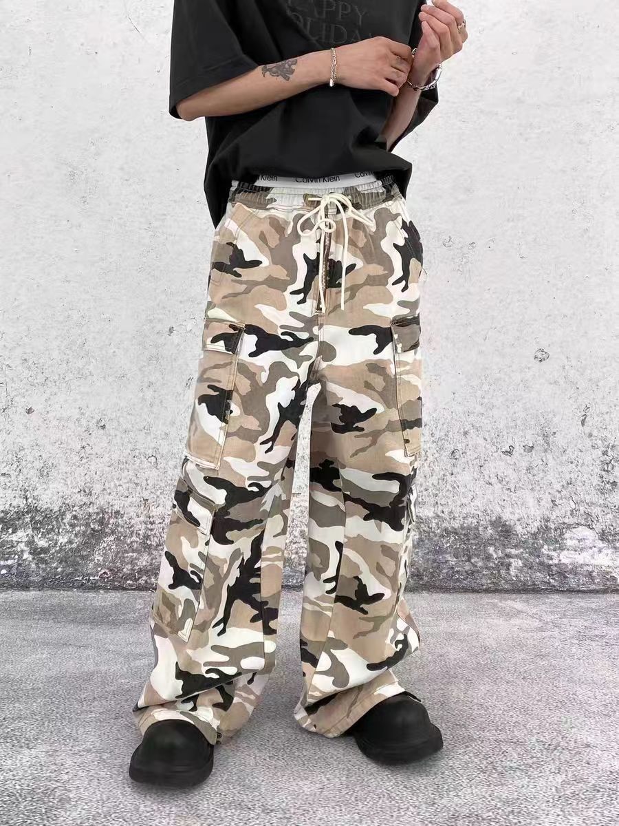 image of Vintage Faded Washed Camouflage Workwear Casual Pants, Men's (Size 32)