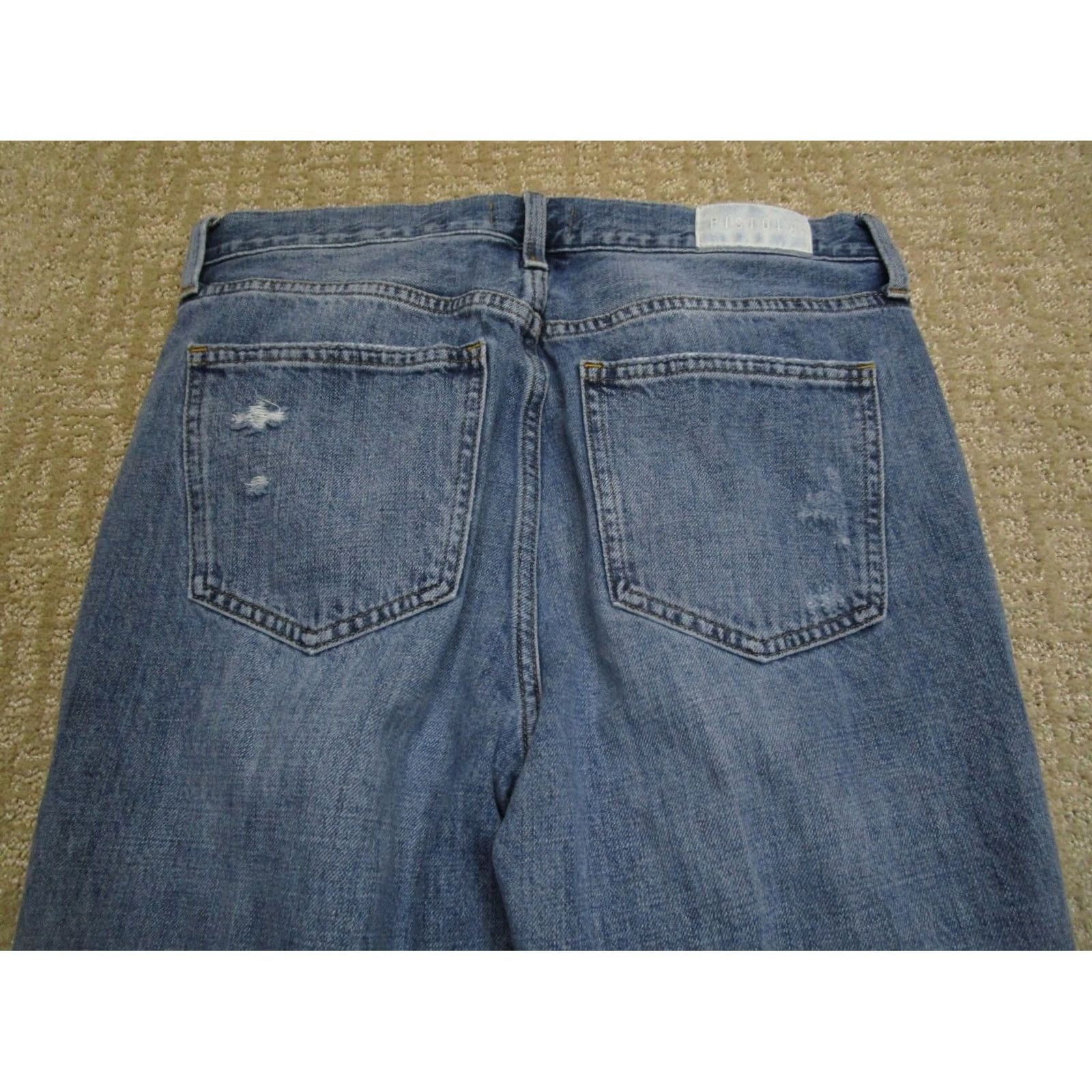 Pistola Pistola Jeans Women 29 Blue High Rise Straight Button Fly Pants Distressed Denim Jeans Size 29" - 4 Thumbnail