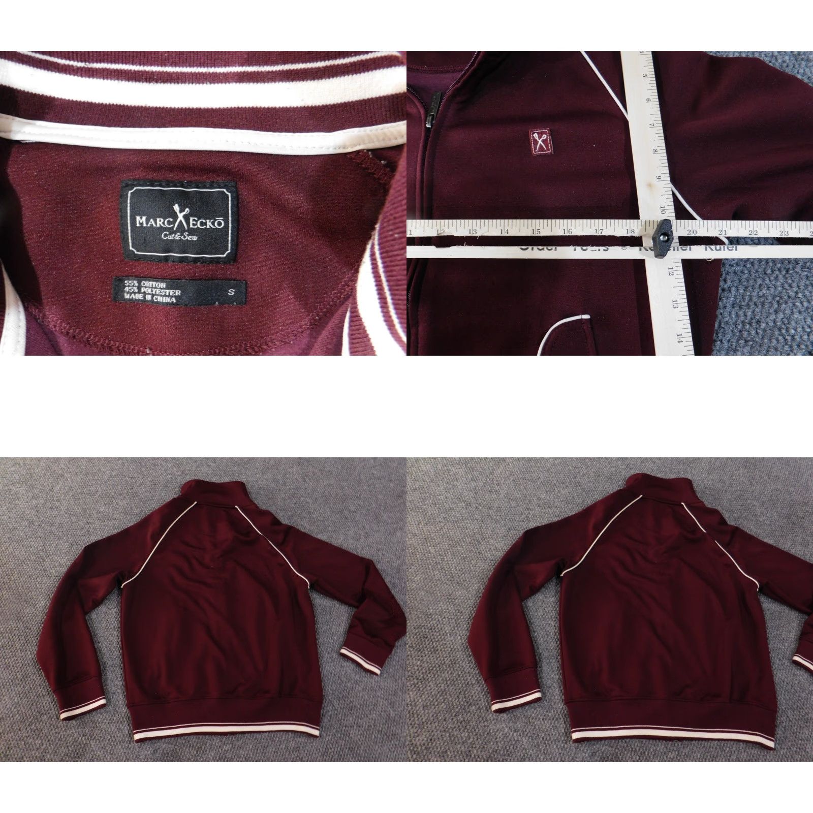 Marcs VINTAGE Marc Ecko Jacket Bomber Zip Red Retro Stretch Casual Mens Small S Red Size US S / EU 44-46 / 1 - 8 Thumbnail