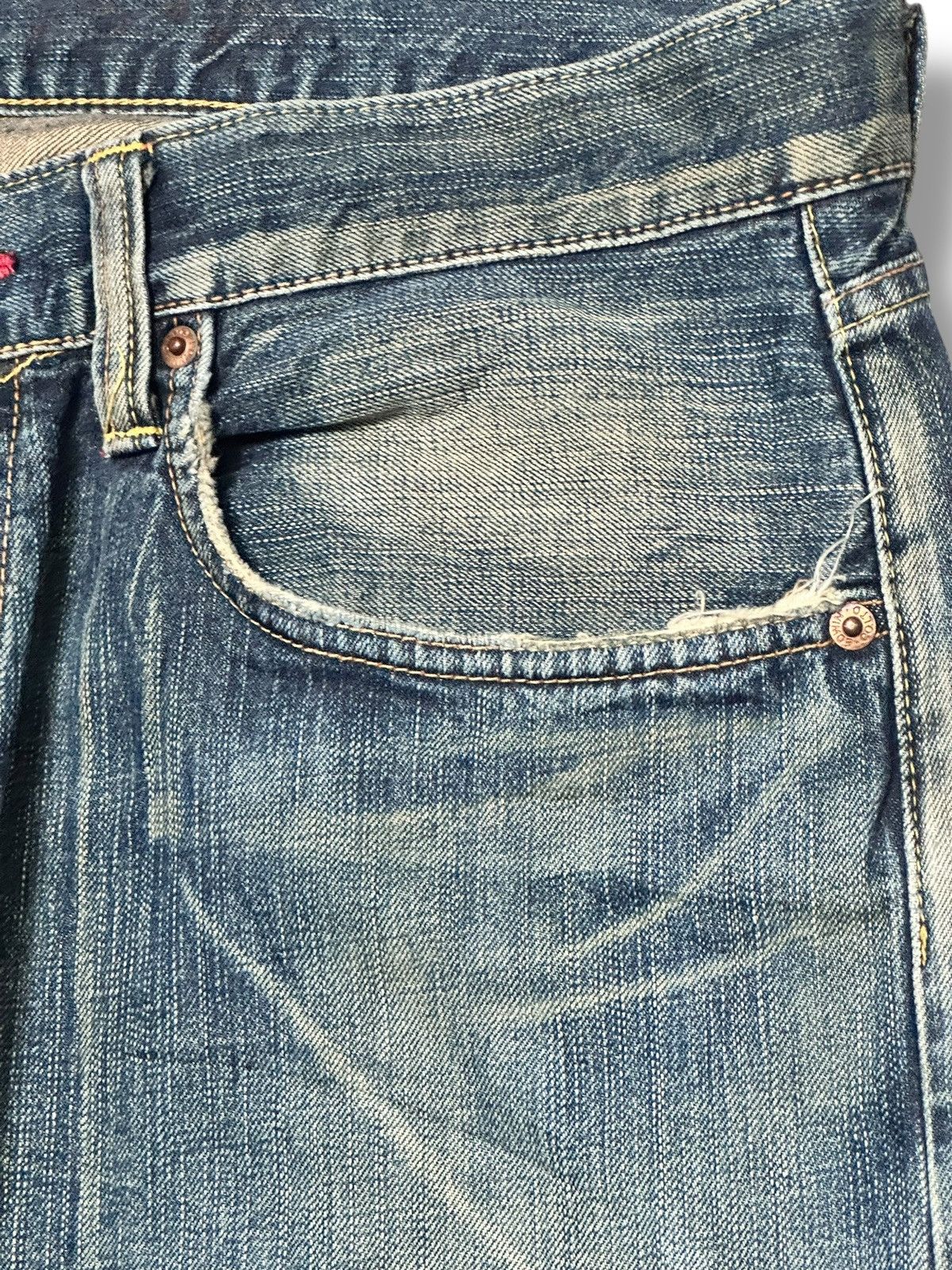 Edwin Edwin 504 Vintage Distressed Straight Jeans With Faded Wash Size US 36 / EU 52 - 6 Thumbnail