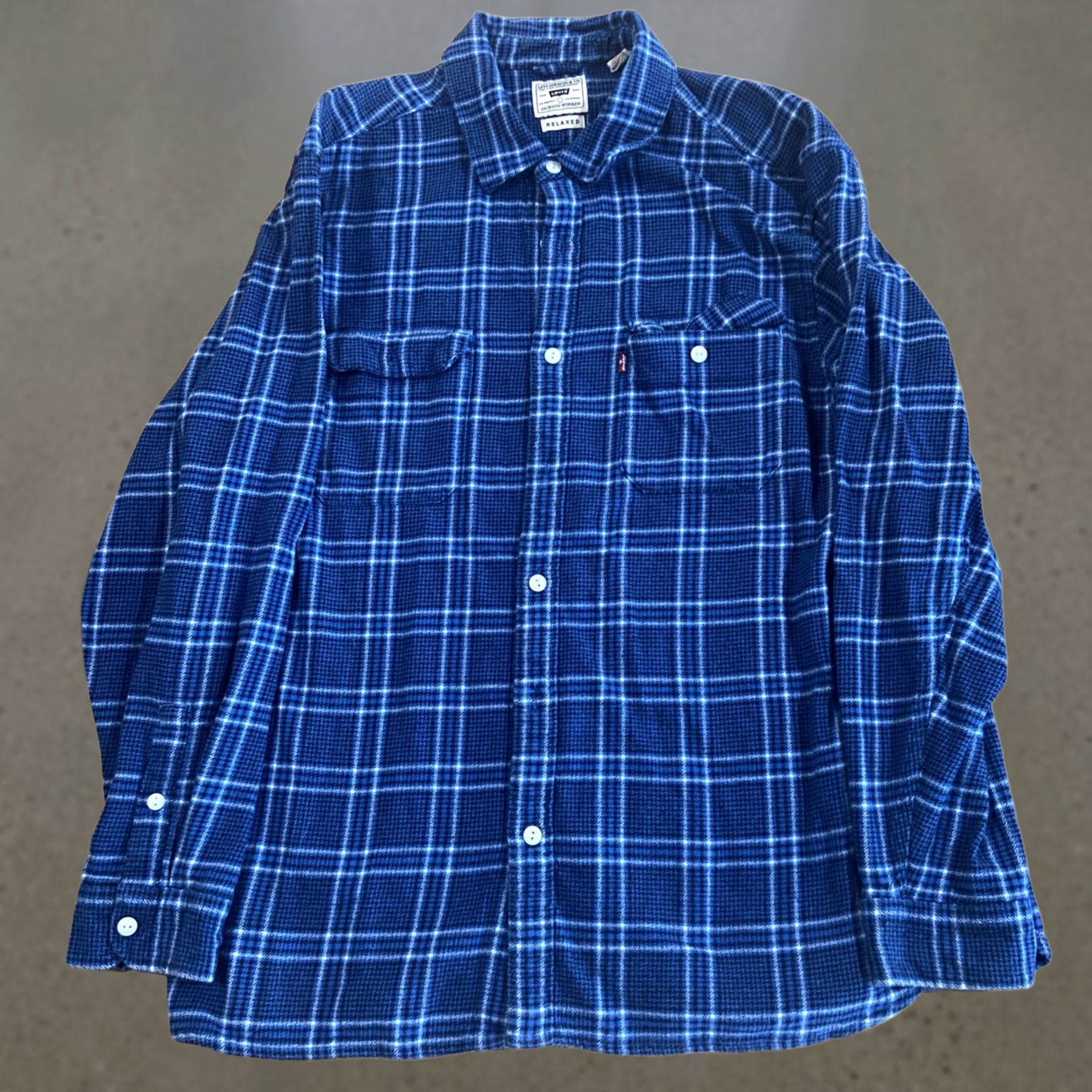 Levi's VINTAGE Levi’s Jackson Worker Men's Flannel Shirt Relaxed Heavyweight Plaid Long Sleeve Blue Size L Size US L / EU 52-54 / 3 - 1 Thumbnail