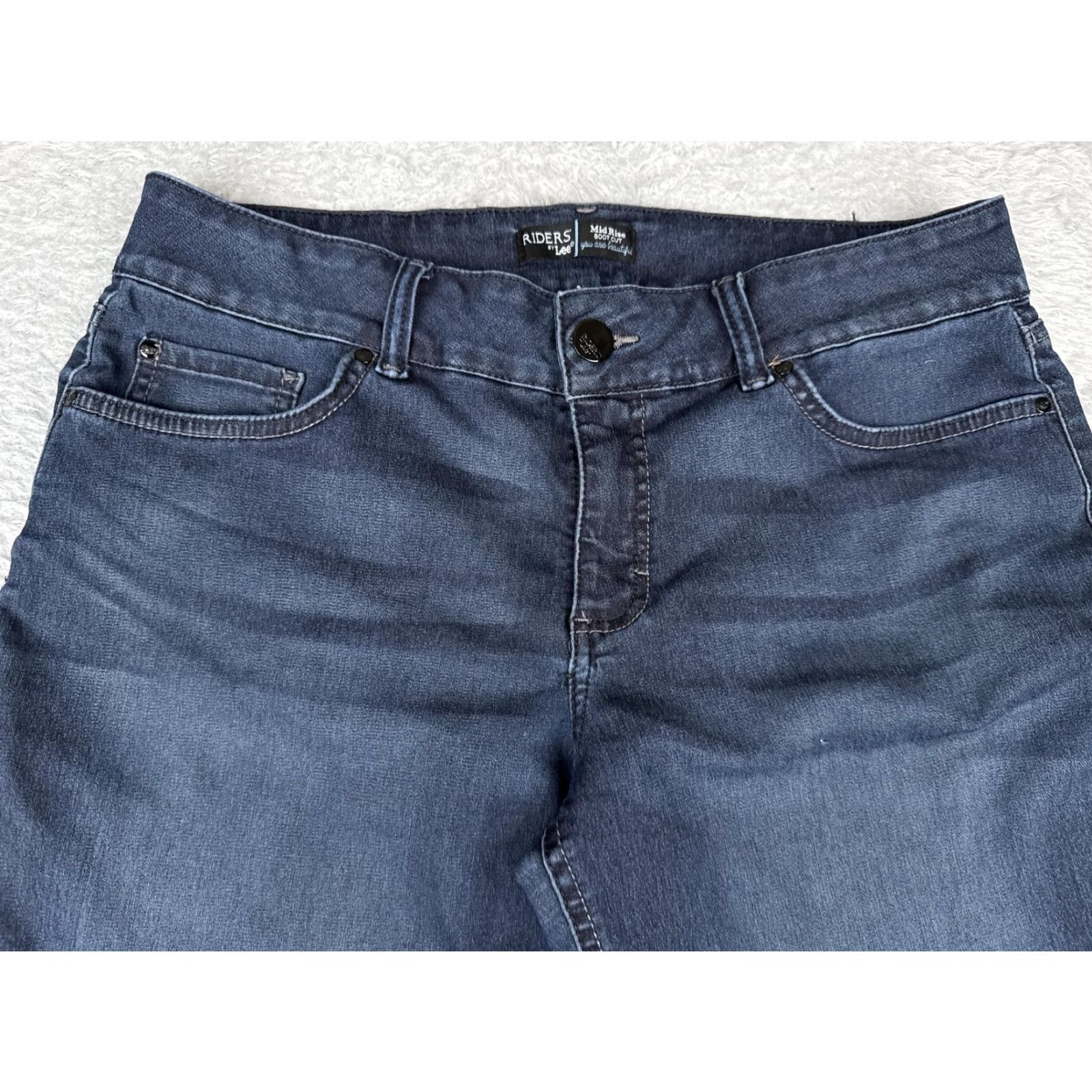 Lee Riders By Lee Jeans Womens 32 Blue Dark Wash Mid Rise Bootcut Denim Cotton 32x28 Size 24" / US 00 / IT 34 - 4 Thumbnail