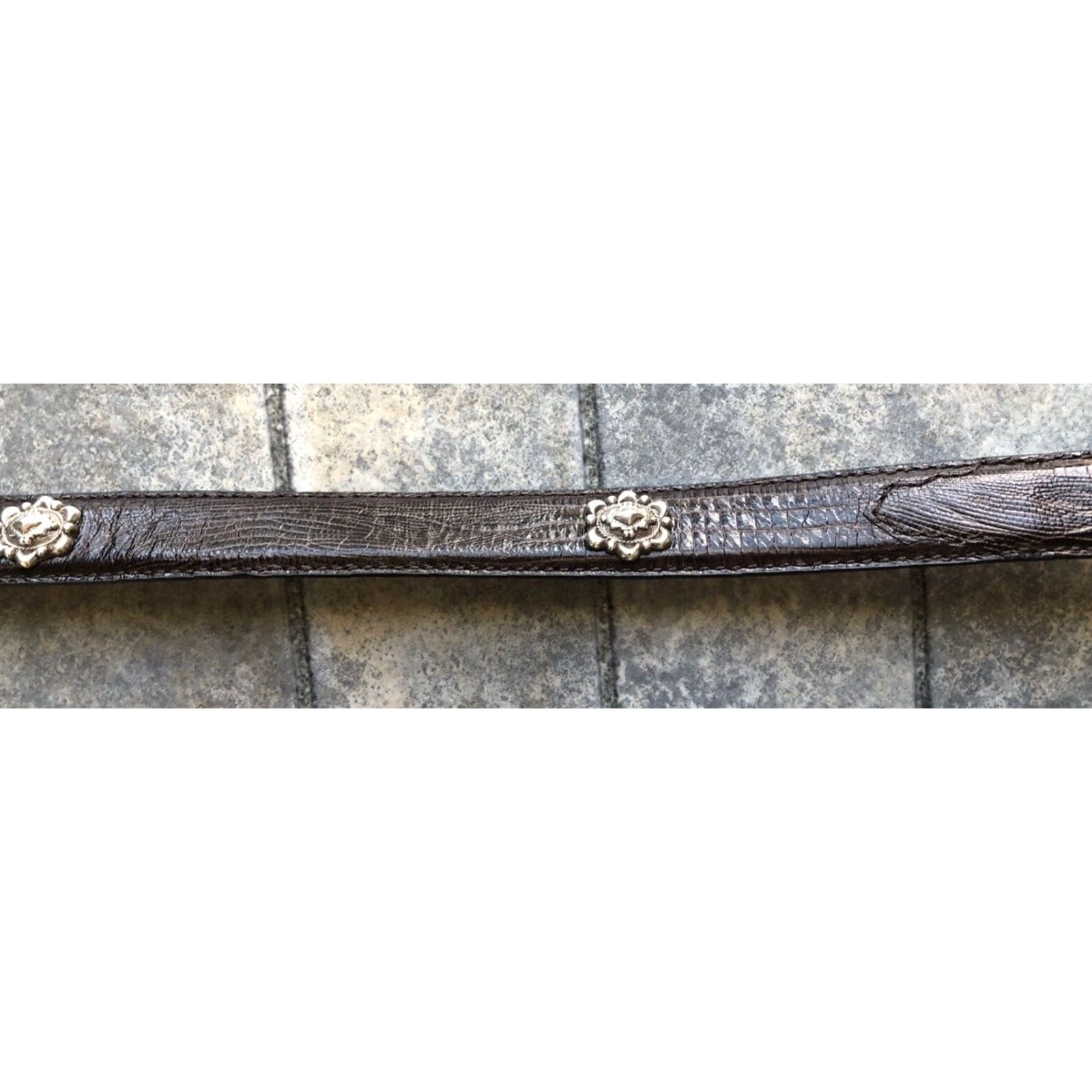 Buckle Black VINTAGE Crumrine Belt Women L Black Studded Buckle Leather Chelsea Collections 2000 Size ONE SIZE - 7 Thumbnail