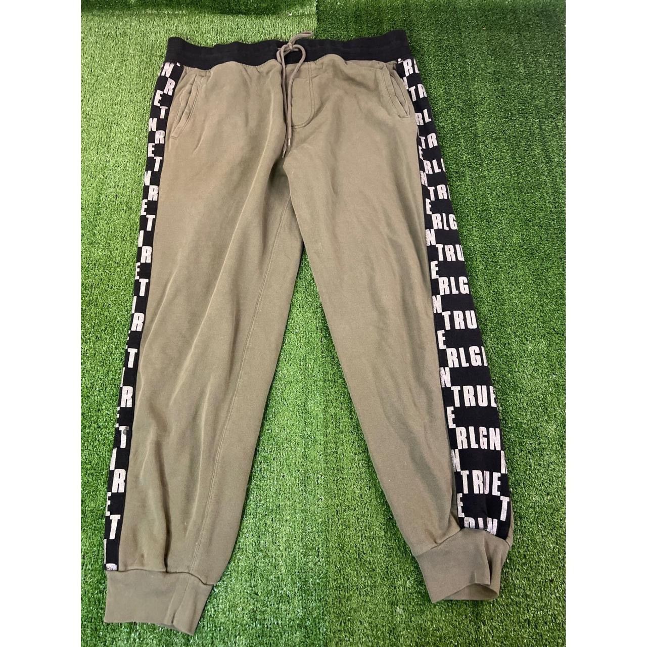 True Religion True Religion Mens 2XL Khaki Green Logo Side Stripe Joggers Size US 36 / EU 52 - 1 Thumbnail