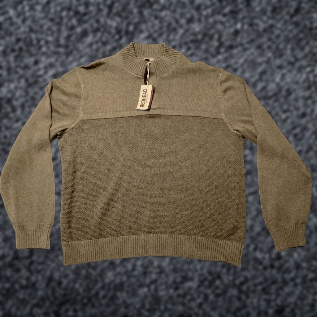 Vintage RedHead Sweater Mens 2XL Beige Waffle Knit Henley Mock Neck Pullover Outdoor Size US XXL / EU 58 / 5 - 1 Thumbnail