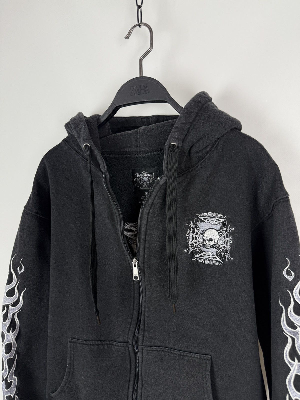 Vintage 2000s Vintage Road House Biker Skulls Flame Boxy Zip Hoodie Size US S / EU 44-46 / 1 - 2 Thumbnail