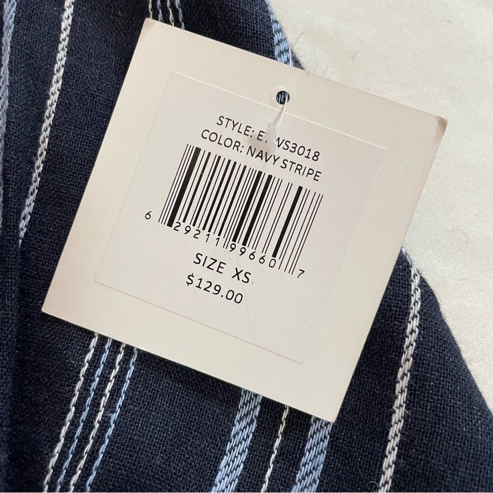 Ellen Tracy NWT New $129 Ellen Tracy Tie Front Linen Blend Navy Stripe Size XS / US 0-2 / IT 36-38 - 8 Thumbnail