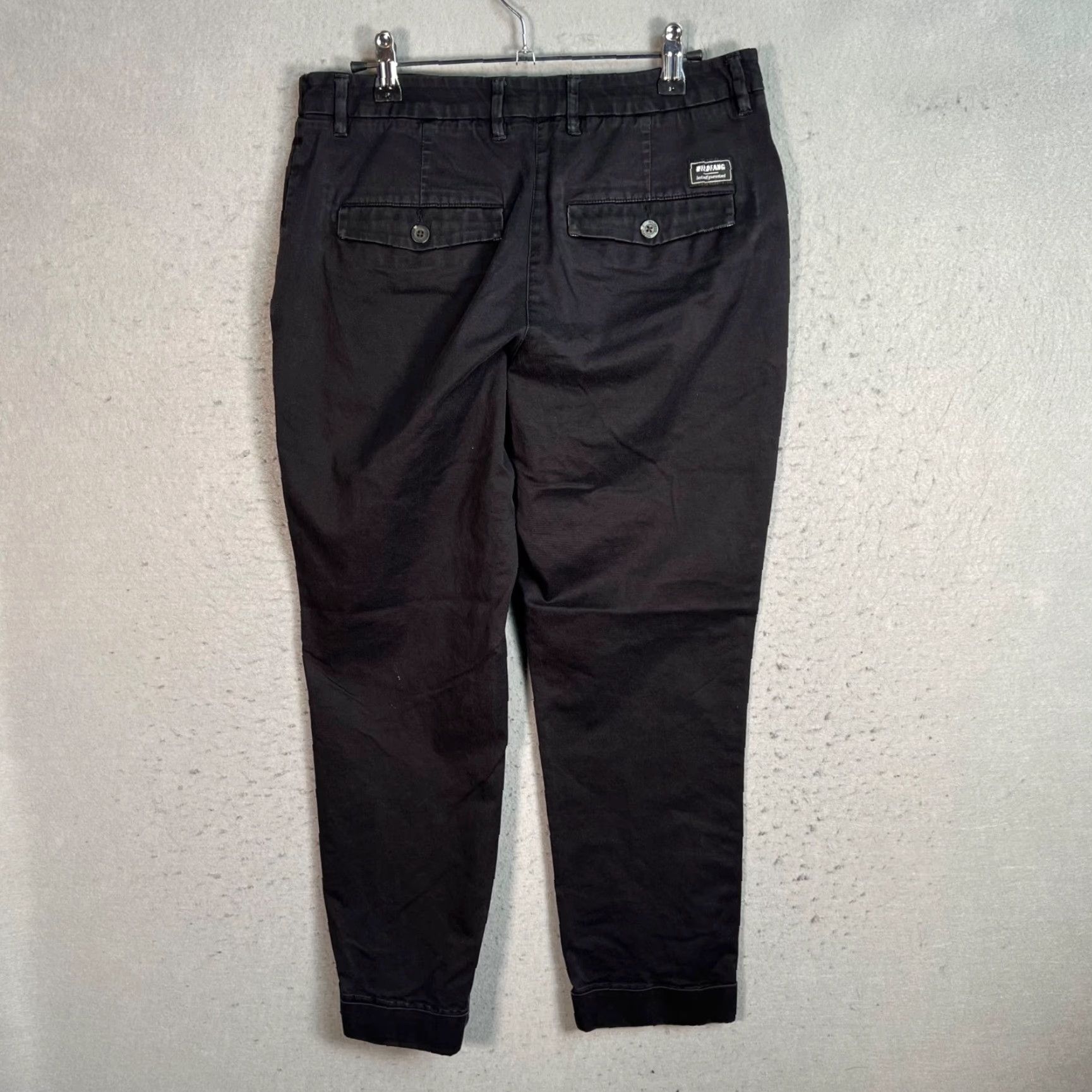 Wildfang Wildfang Womens Size 4 Black Essential Trousers Cotton Blend Slim Fit Pants Chino Flat Front Zip 27in Inseam 29in Waist Womens Slim Black 4 Size 27" / US 4 / IT 40 - 2 Thumbnail