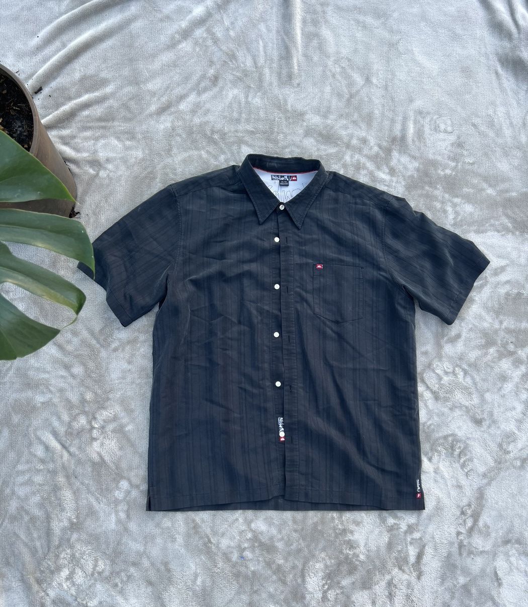 Quiksilver × Vintage 90s Vintage Velour Black Quicsilver Skater Polo Size US XL / EU 56 / 4 - 2 Thumbnail