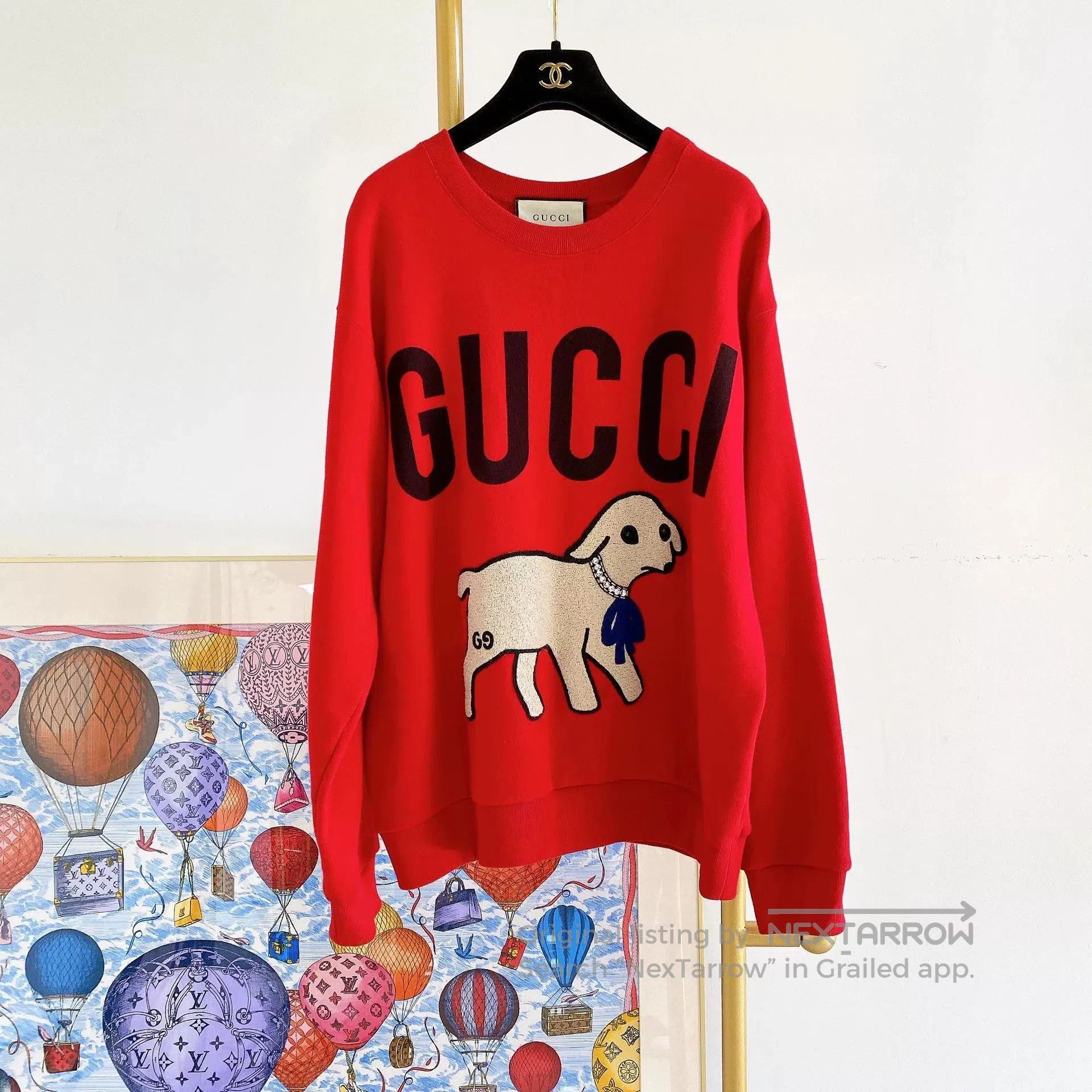Gucci Gucci Red Lamb Pattern Sweatshirt S. Size US S / EU 44-46 / 1 - 1 Thumbnail
