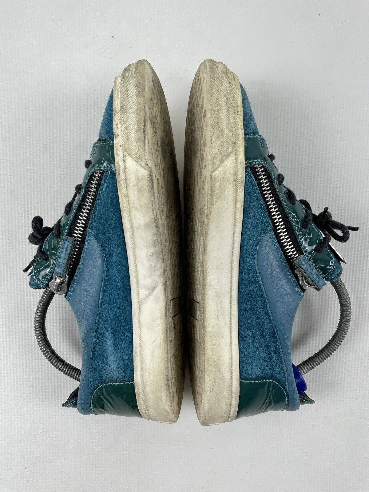 Designer × Giuseppe Zanotti Frankie Leather-Suede Double-Zip Low-Top Sneakers Shoes Size US 8.5 / IT 38.5 - 7 Thumbnail