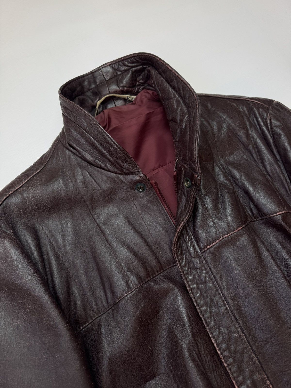 Leather Vintage Distressed Leather Bomber Jacket w/ Riri Zippers Size US M / EU 48-50 / 2 - 7 Thumbnail