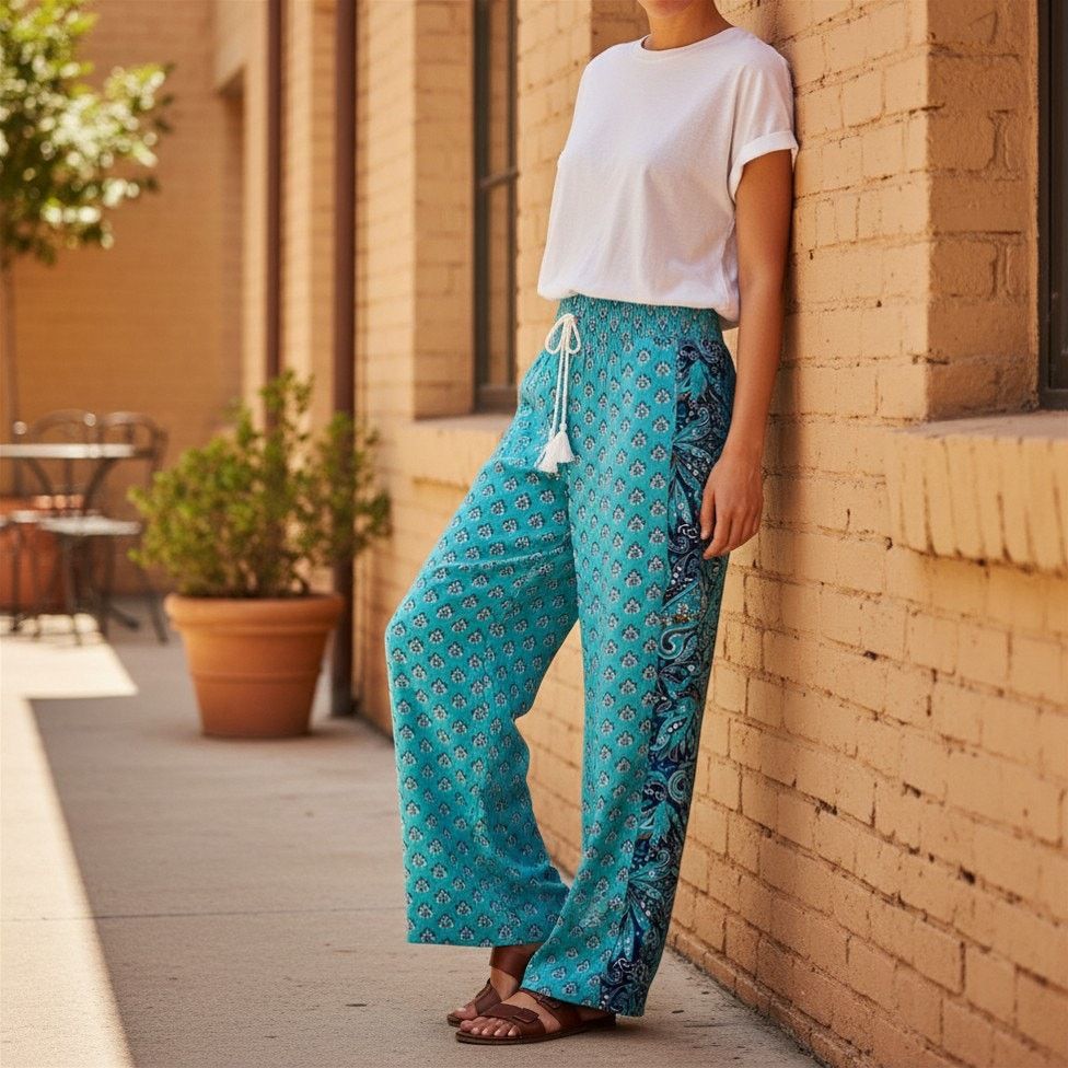 Vera Bradley Vera Bradley Blue Posies Medallions Palazzo Pant, XL Size 34" / US 12 / IT 48 - 2 Thumbnail