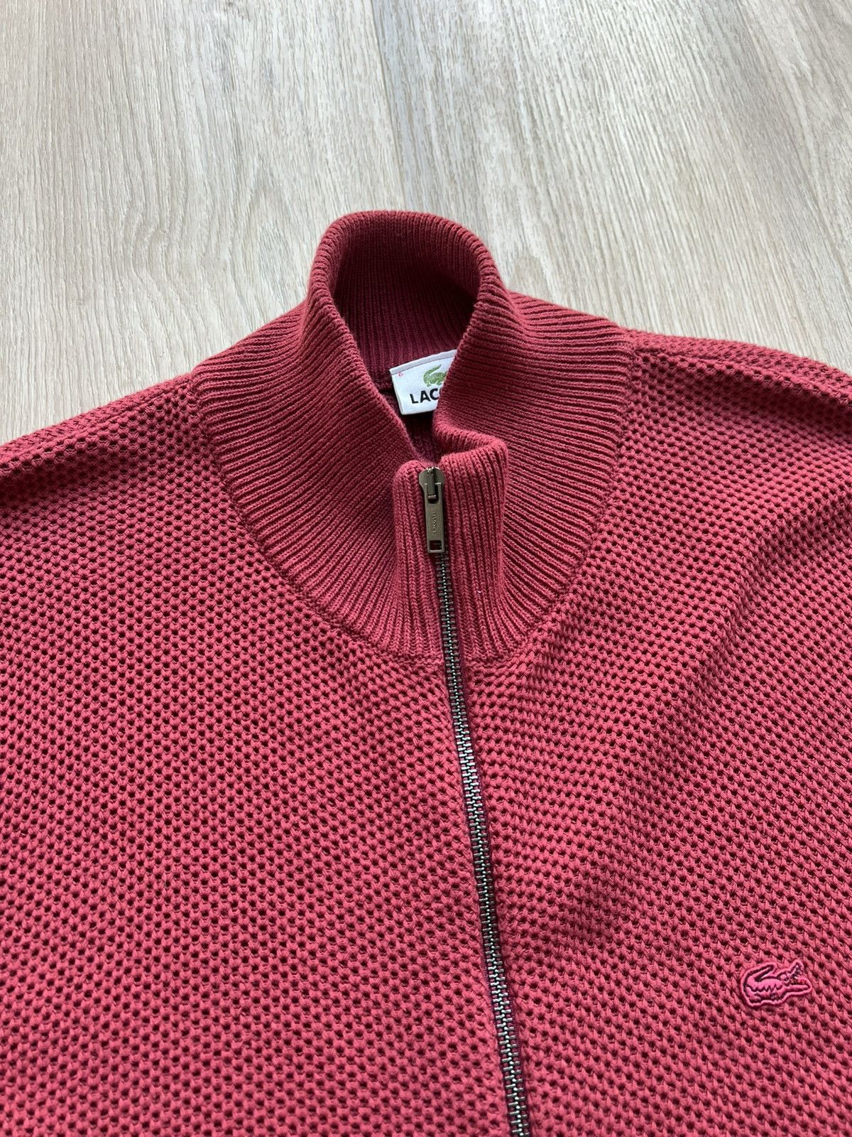 Lacoste × Vintage Vintage Lacoste Zip Up Knit Cherry Sweater Size US XL / EU 56 / 4 - 6 Thumbnail