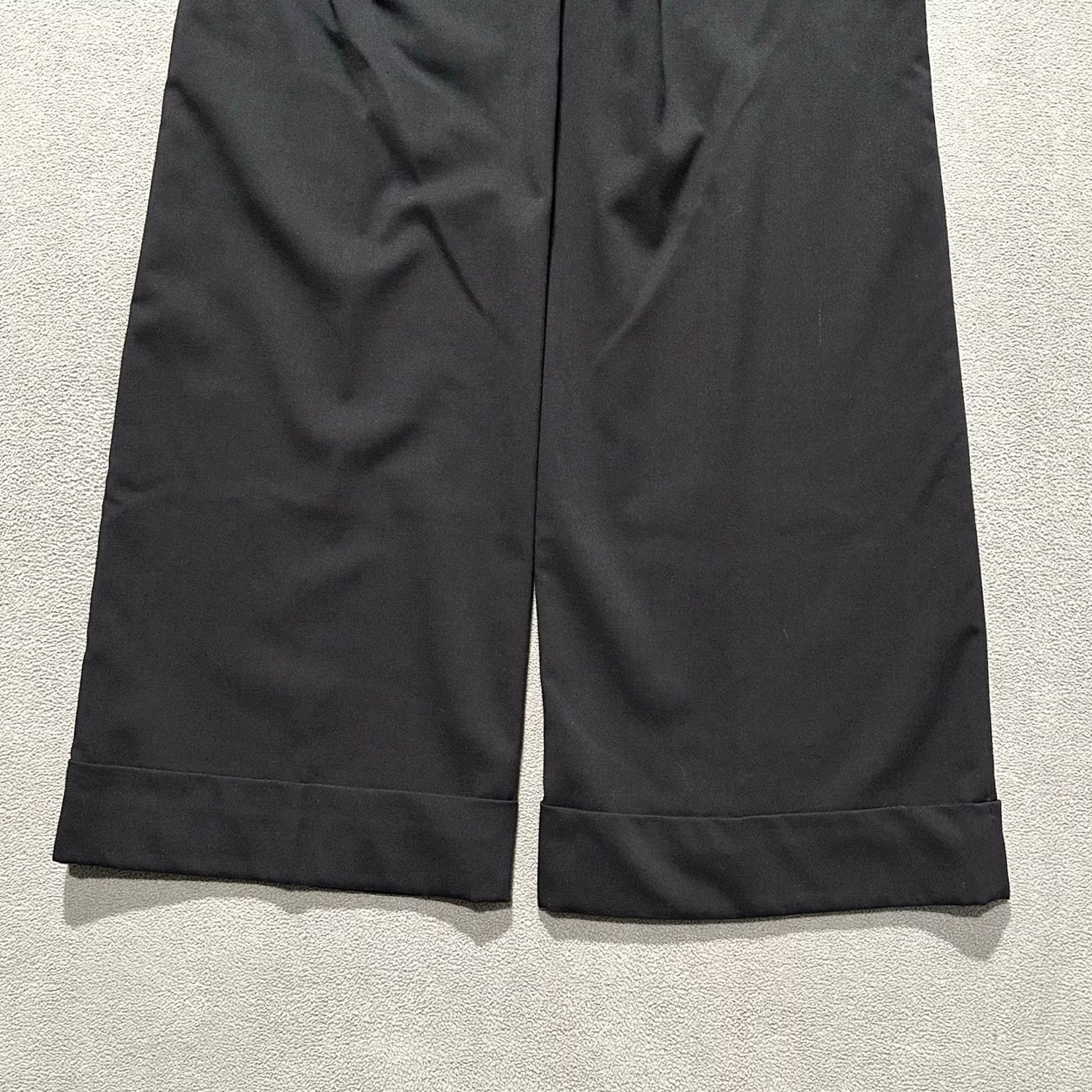 H&M H&M Black Wide Leg Pants Womens Size 4 Cuffed Relaxed Stretch Truser EUC Size 27" / US 4 / IT 40 - 6 Thumbnail