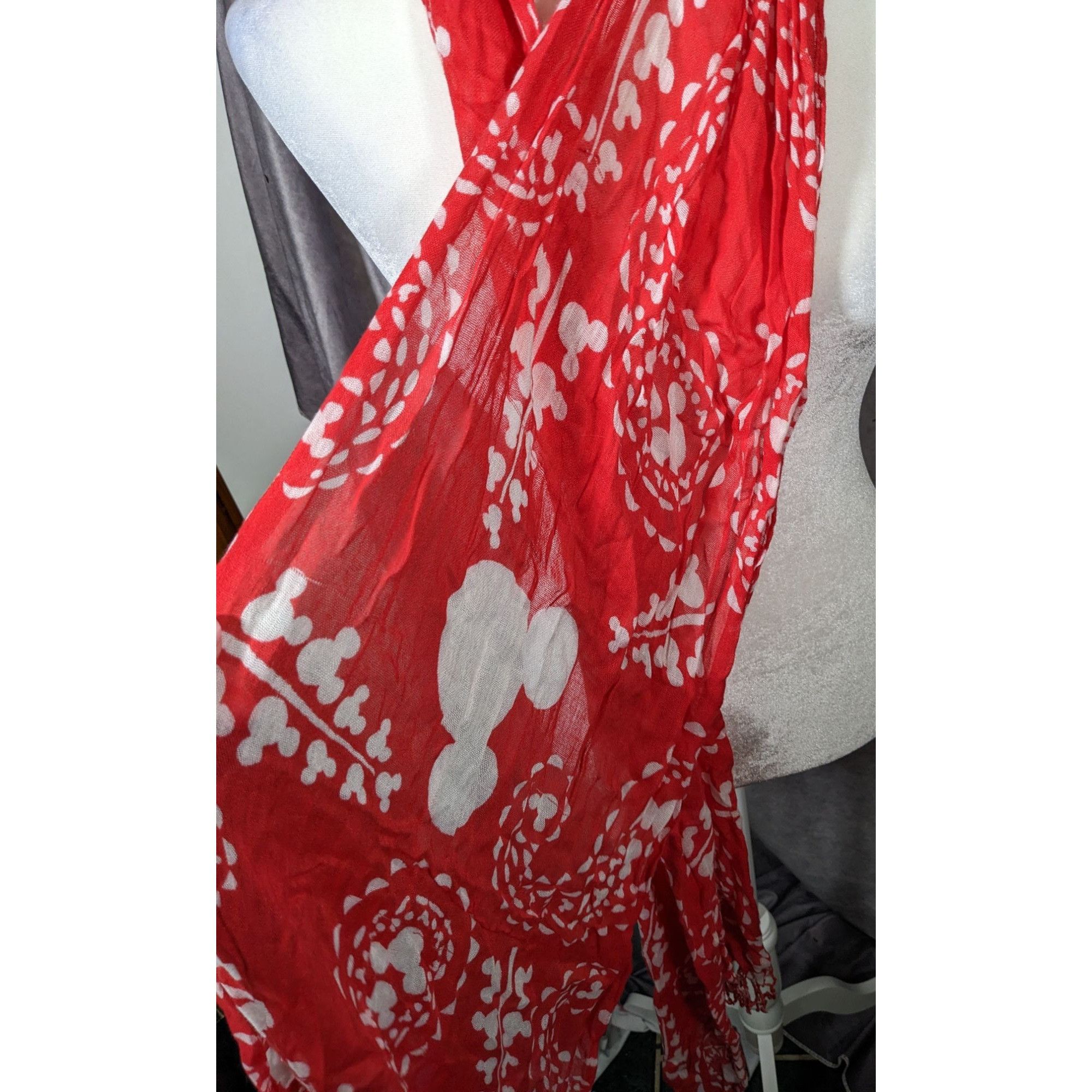 Disney Disney Mickey Mouse Red And White Lightweight Scarf Size ONE SIZE - 5 Thumbnail