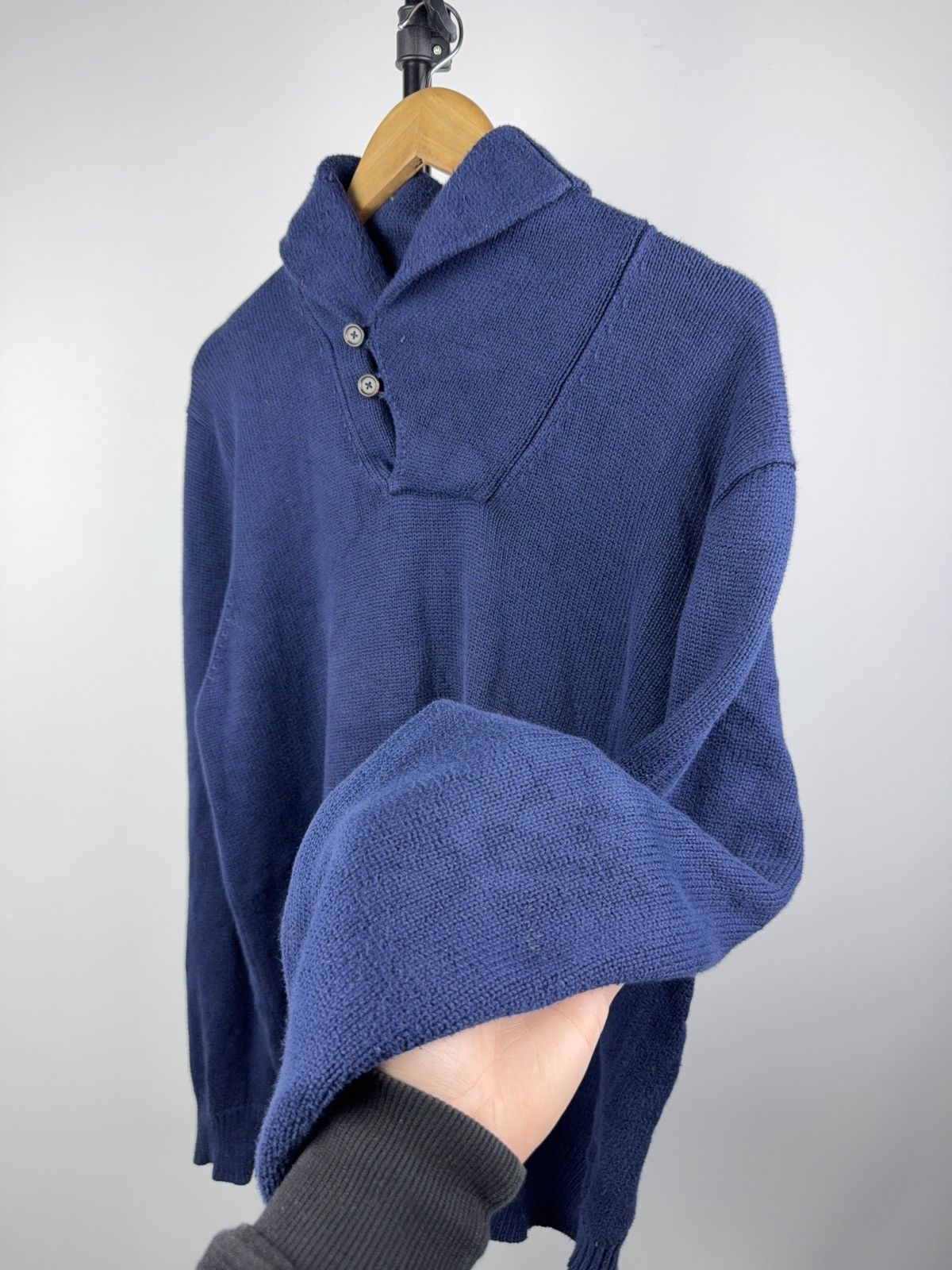Polo Ralph Lauren Polo Ralph Lauren Shawl Collar Knit Sweater Blue Cotton L Size US L / EU 52-54 / 3 - 5 Thumbnail