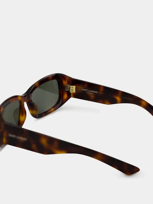 Saint Laurent Paris o1bcso1str0426 Size:OS/ Rectangle-Frame Sunglasses in Brown Size ONE SIZE - 4 Thumbnail