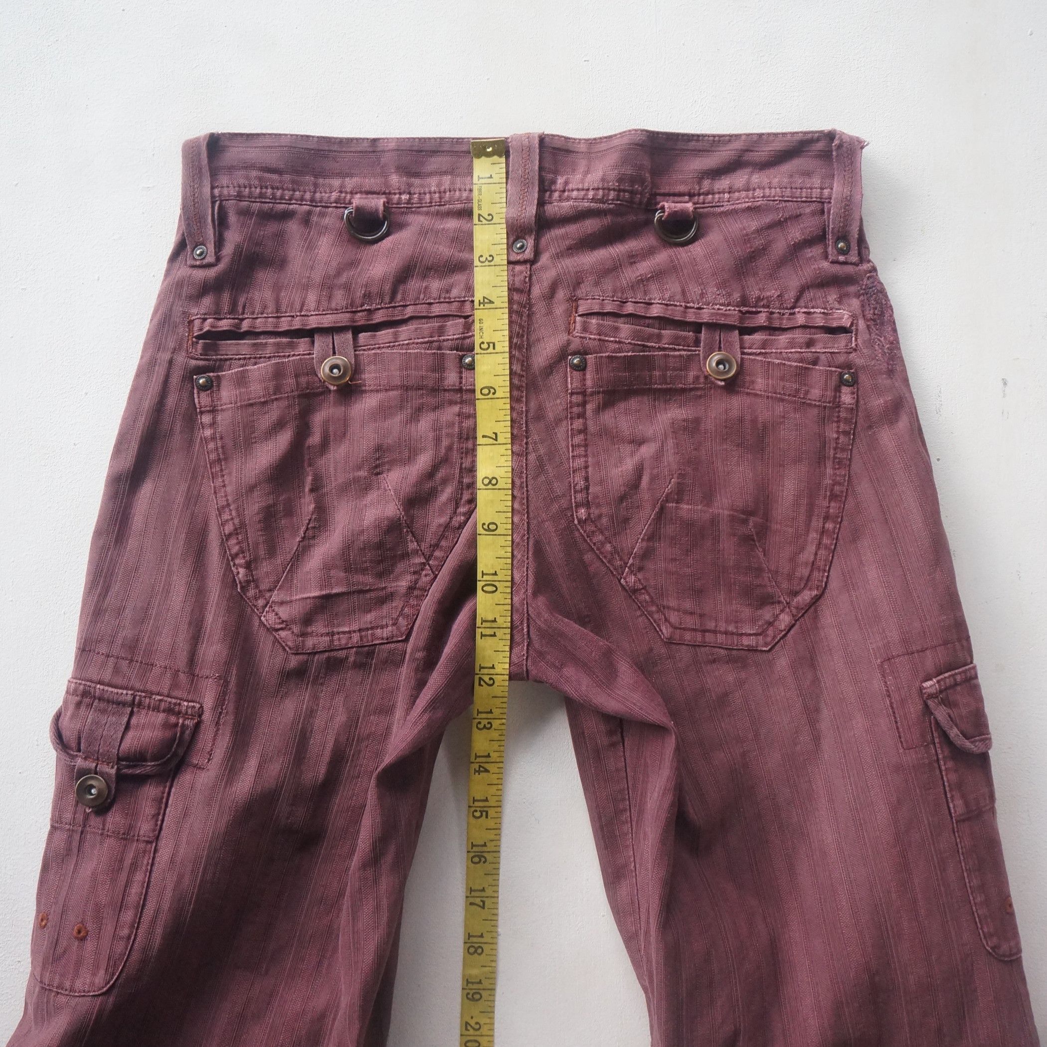 Japanese Brand × Vintage OilCake Multi Pockets Distressed Faded Maroon Cargo Pants Size 29" - 15 Thumbnail