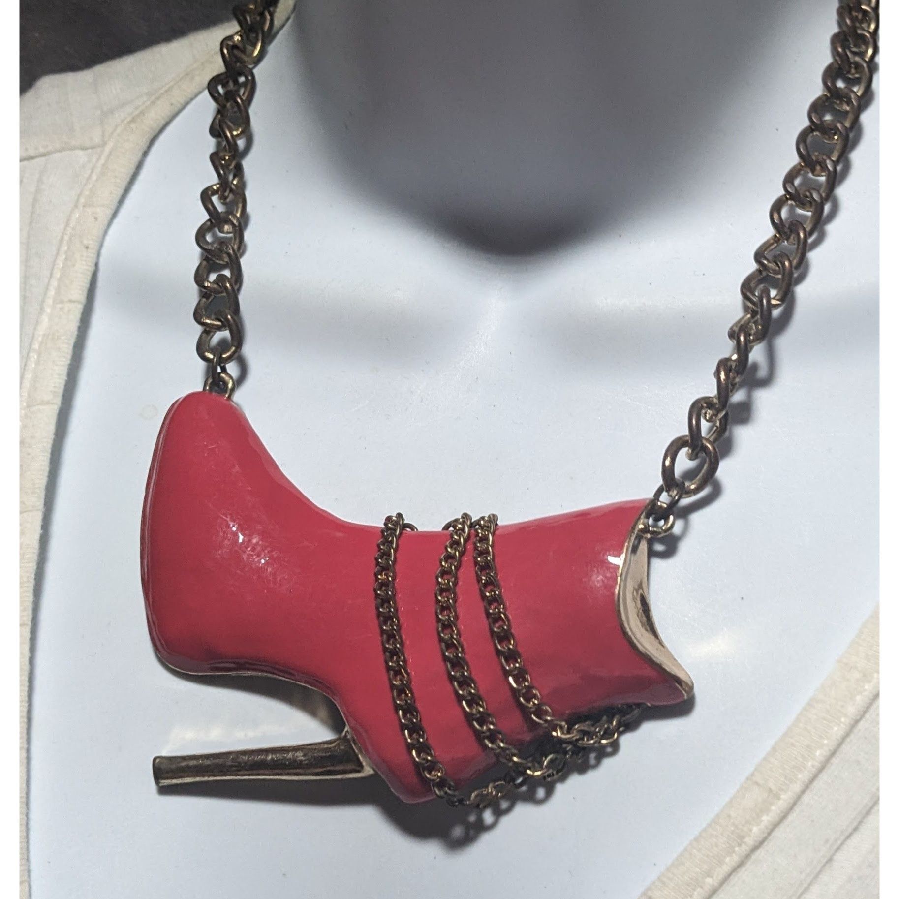 Other Red High Heel Chain Boot Pendant Necklace Size ONE SIZE - 9 Thumbnail