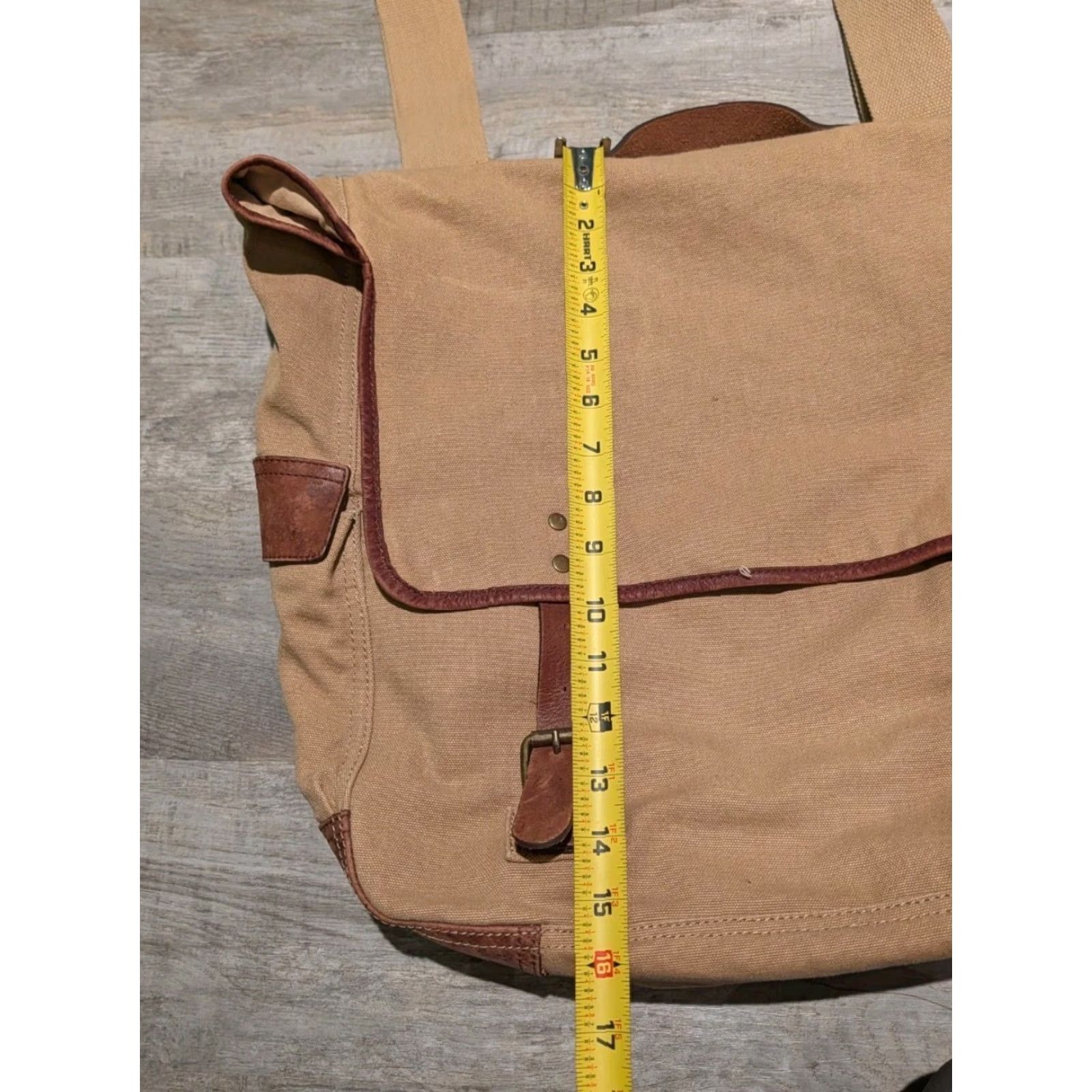 J.Crew J. Crew Dry Goods Abingdon Canvas Messenger Bag Brown Leather Trim 2-Toned Medium Unisex Adults Size ONE SIZE - 6 Thumbnail