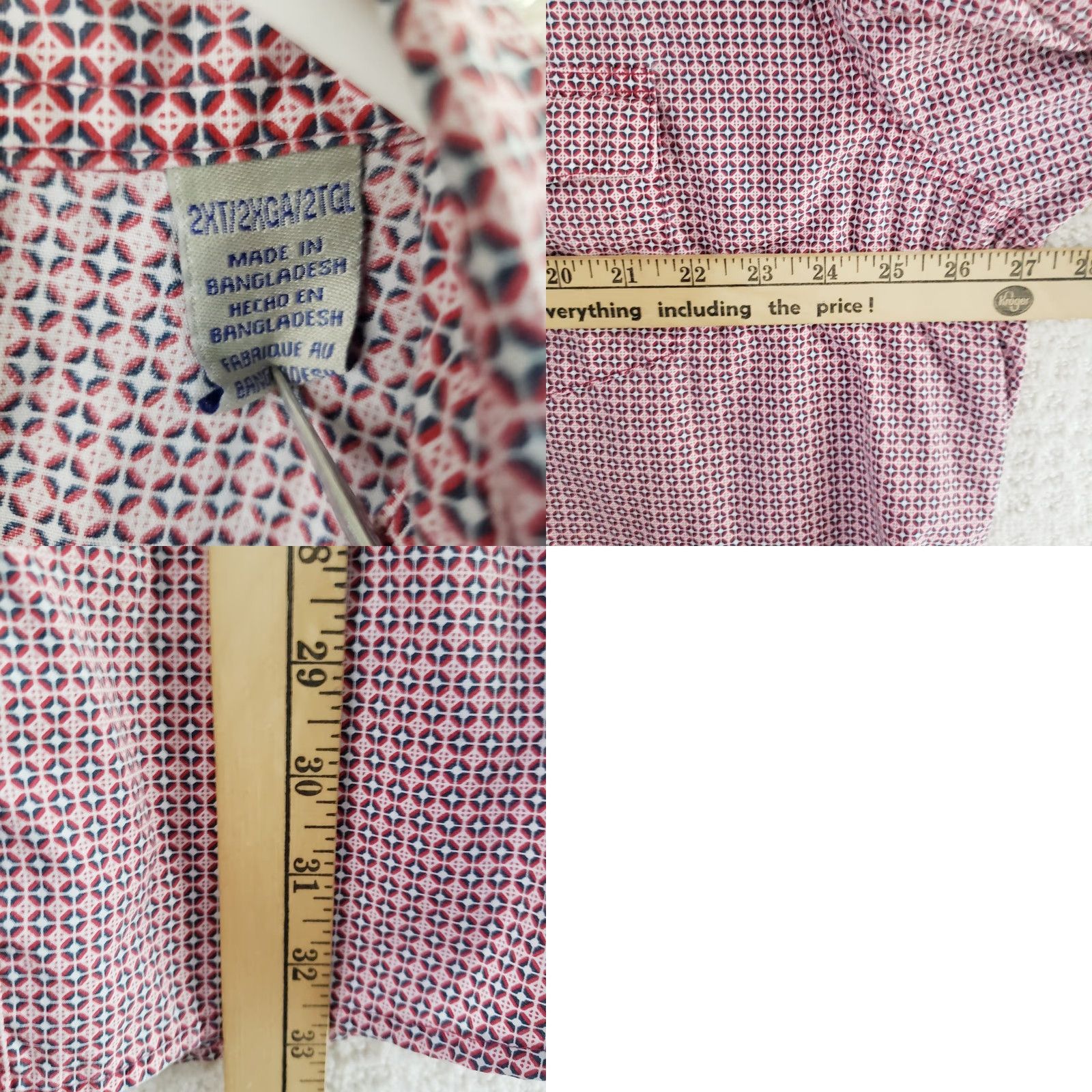 Wrangler VINTAGE Wrangler Shirt Men 2XT Red Geometric Pearl Snap Wrancher Pockets ShortS Size US XXL / EU 58 / 5 - 10 Thumbnail