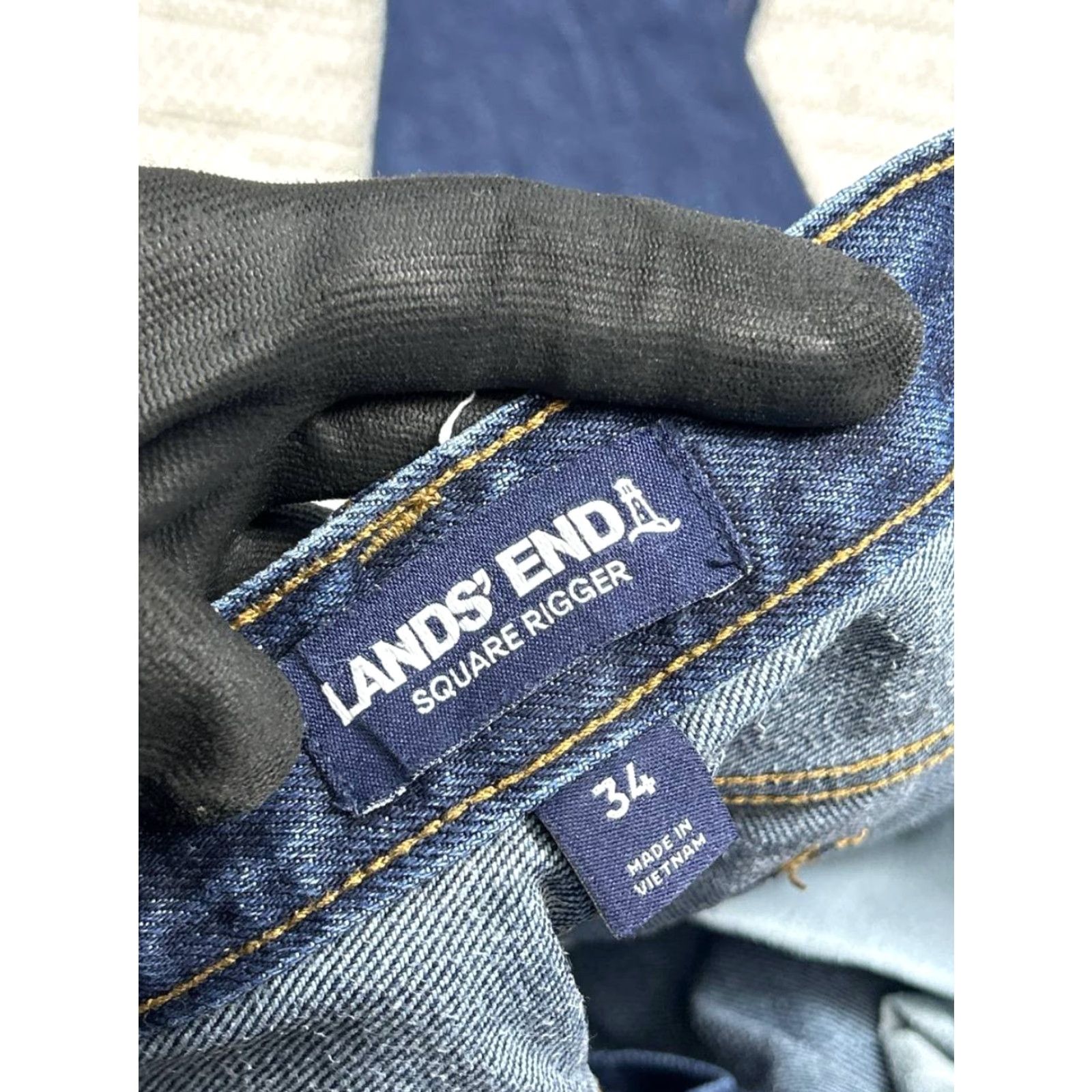 Lands' End Lands' End Square Rigger Jeans Mens 34 Blue Denim Regular Fit 5-Pocket 34x33 Mid Rise Straight Jeans Size US 34 / EU 50 - 7 Thumbnail
