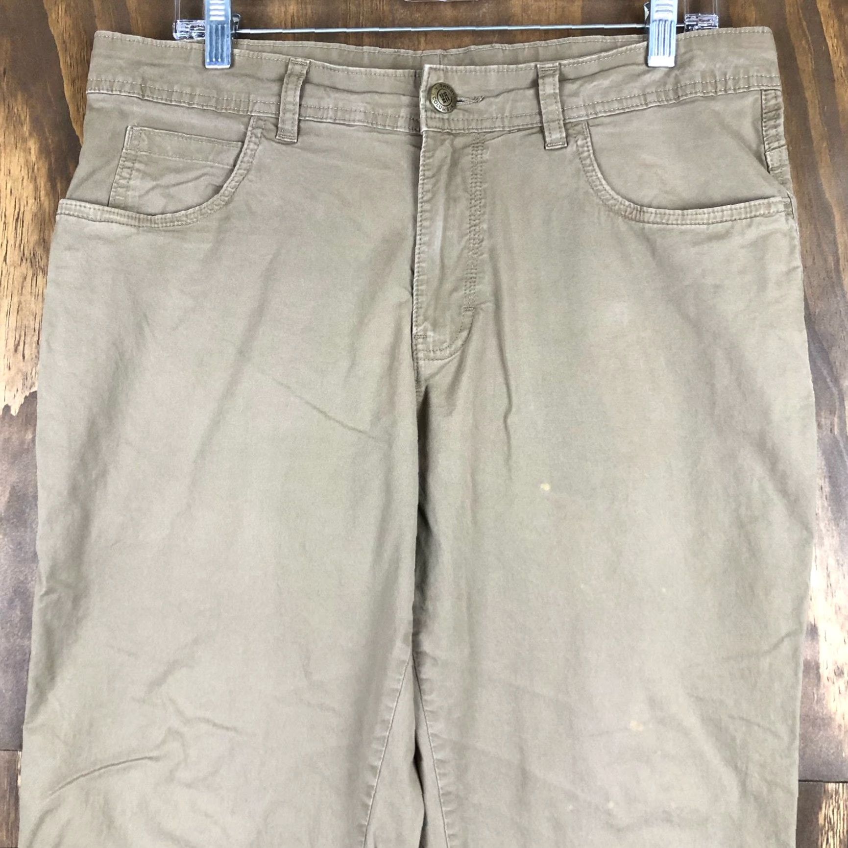 Vintage Columbia Mens Pants Brown Khakis Regular Fit Straight Leg Workwear 34x30 (34x27) Size US 34 / EU 50 - 2 Thumbnail