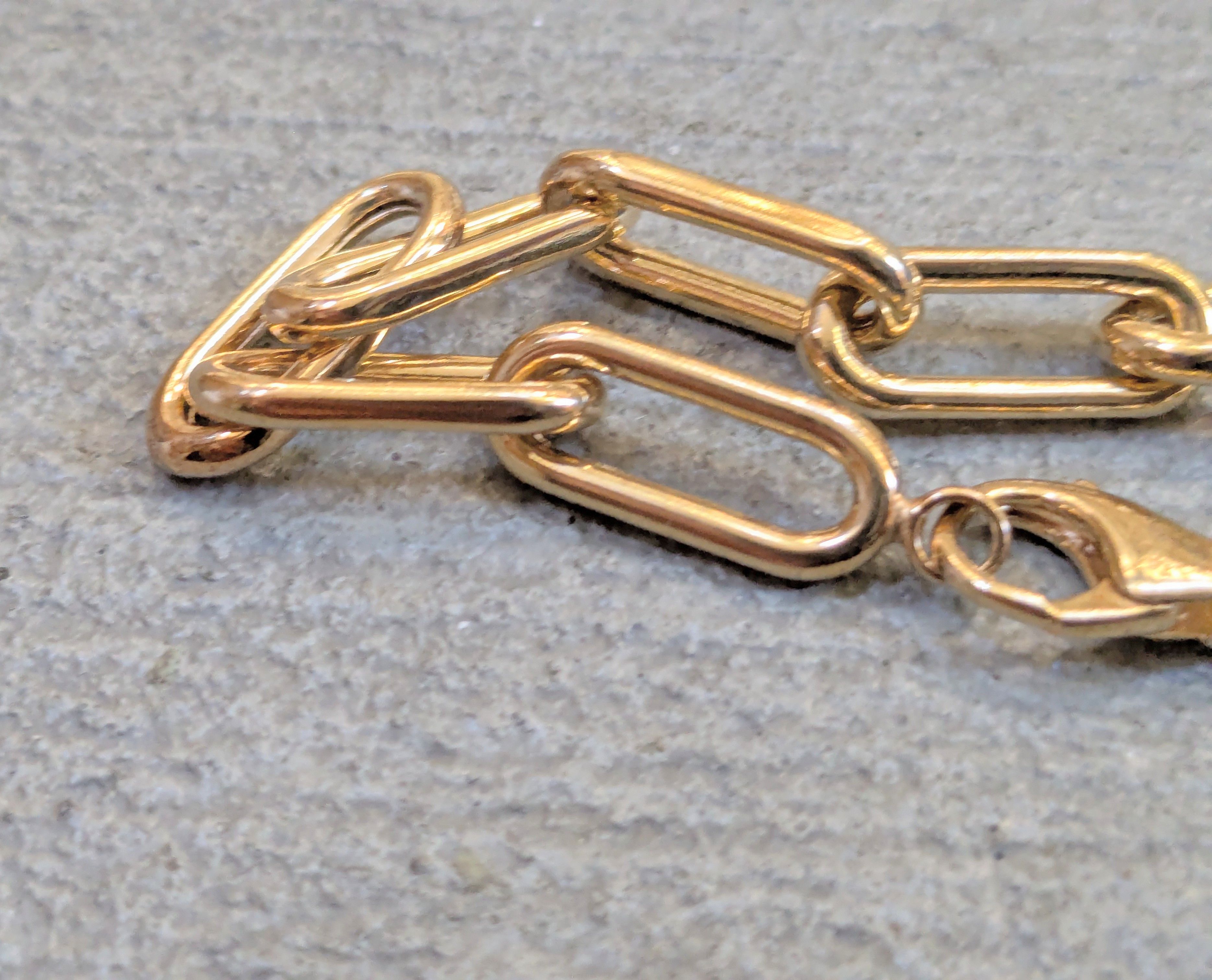 Jewelry Vintage Sterling Silver Paperclip Bracelet Gold Vermeil 7" Size ONE SIZE - 8 Thumbnail