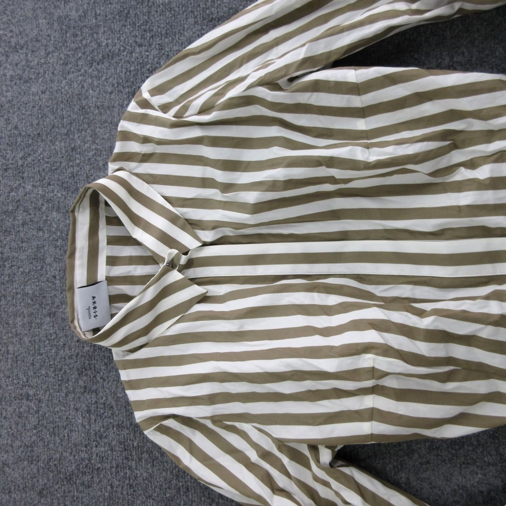 Vintage Akris Punto Shirt Dress Womens Midi Long Sleeve Belted Green Striped Size XL / US 12-14 / IT 48-50 - 5 Thumbnail