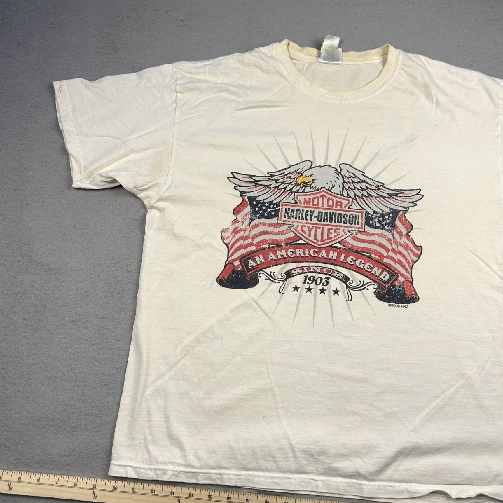 Harley Davidson Harley-Davidson Shirt Mens Large White Eagle American Legend Gainesville Florida Shirt T-Shirt Crew Neck Short Sleeve Graphic Print Vintage No Size US L / EU 52-54 / 3 - 3 Thumbnail
