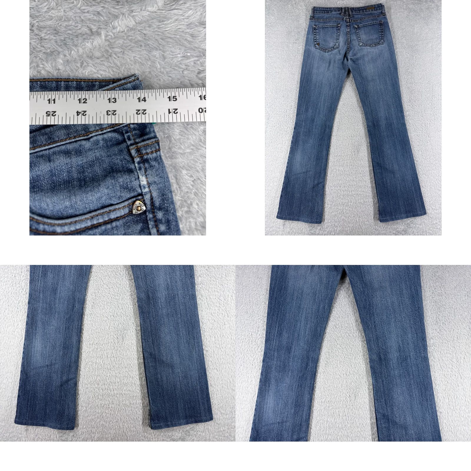 Vintage KUT from the Kloth Jeans Women 2 Blue Denim Bootcut Cotton Blend Mid 26x31 Distressed Embroidered Rhinestone 5-Pocket Solid Regular Inseam 31 Size 26" / US 2 / IT 38 - 9 Thumbnail