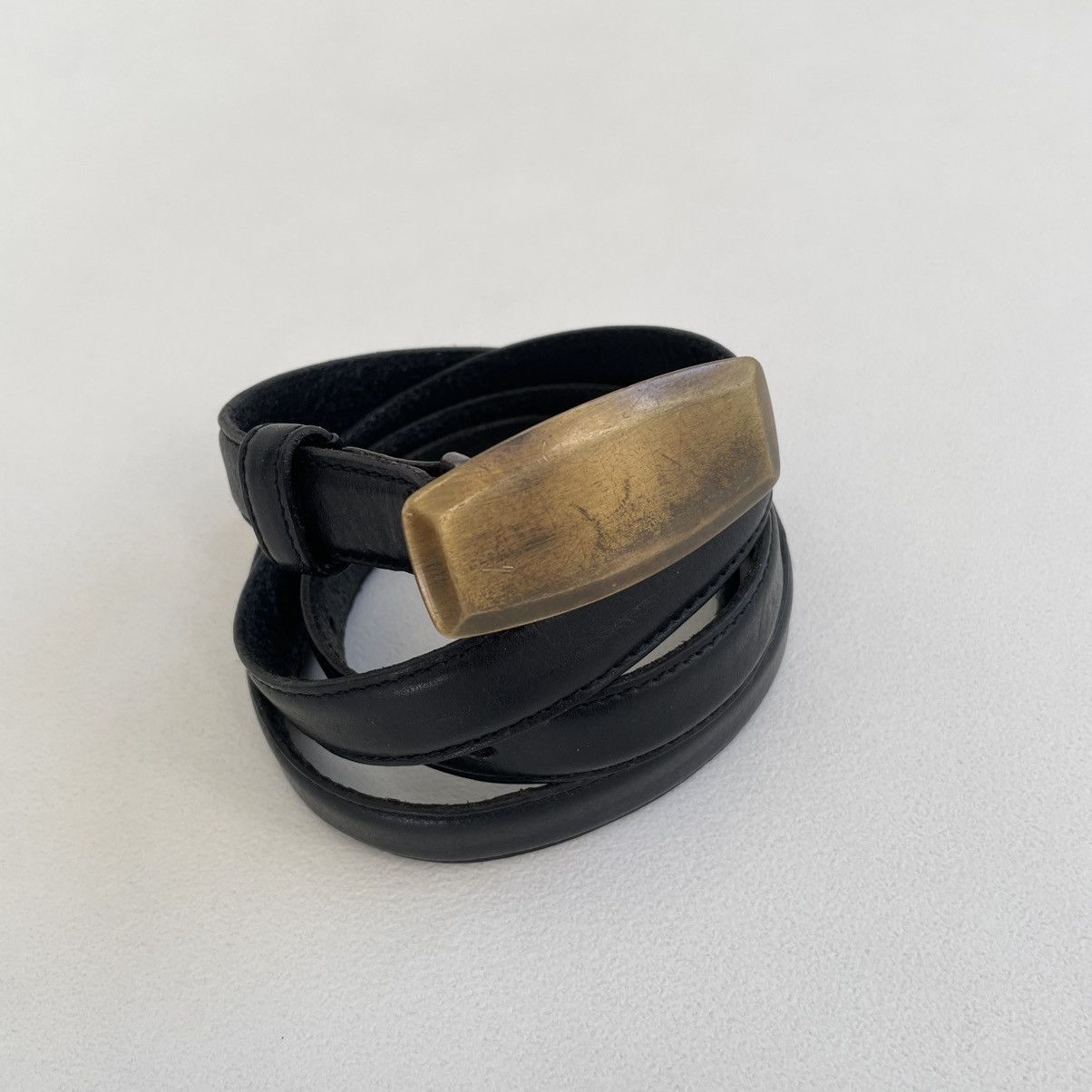 Maison Margiela Mid 2000s ‘Distressed Brass Buckle’ Belt Size 36 - 4 Thumbnail