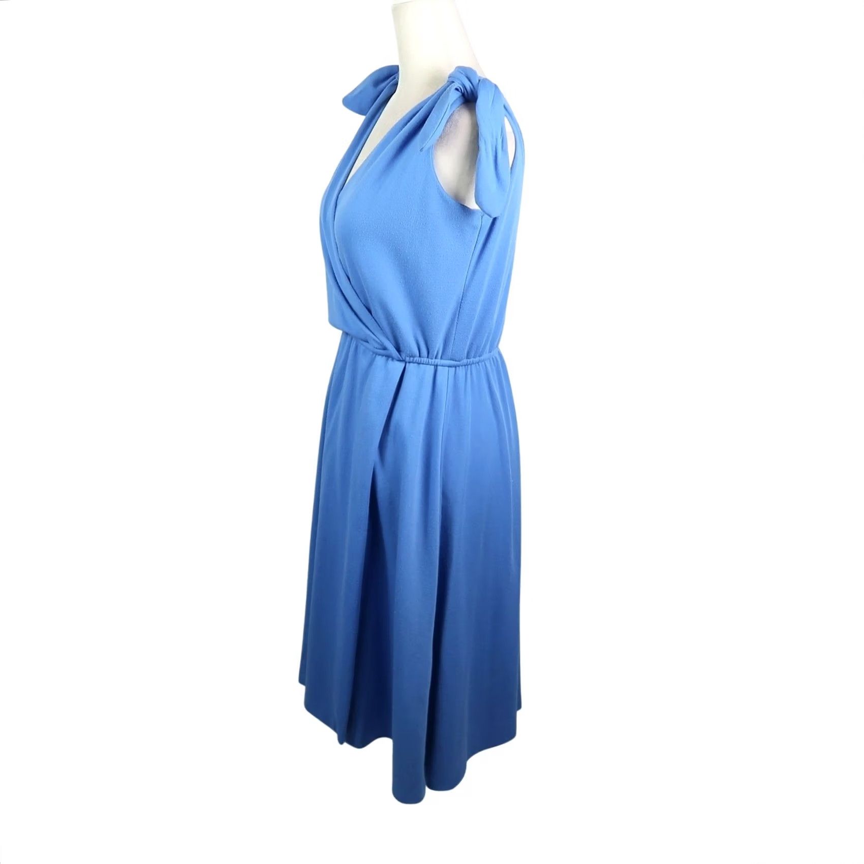 Vintage VINTAGE Starlo Dress A-Line Surplice Midi Dress Blue 8 Womens Sleeveless V-Neck 80s Casual Pattern Solid 80s Starlo Fashions Size M / US 6-8 / IT 42-44 - 3 Thumbnail