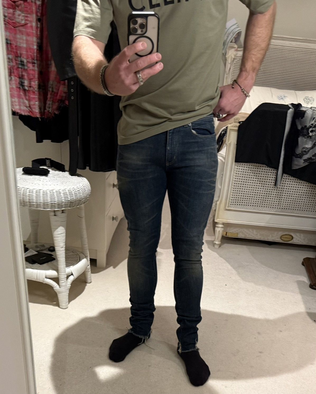 Saint Laurent Paris SS20 Saint Laurent raw hem crash denim Jeans d03 skinny slim Size US 30 / EU 46 - 3 Thumbnail