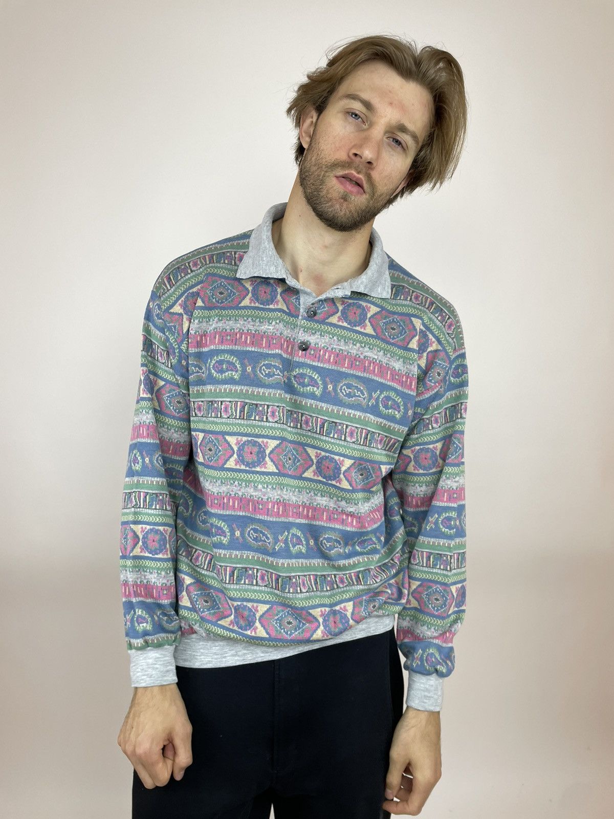 Japanese Brand × Vintage GREEN DUCK Vintage striped polo long sleeve Mens size XL Size US XL / EU 56 / 4 - 10 Thumbnail