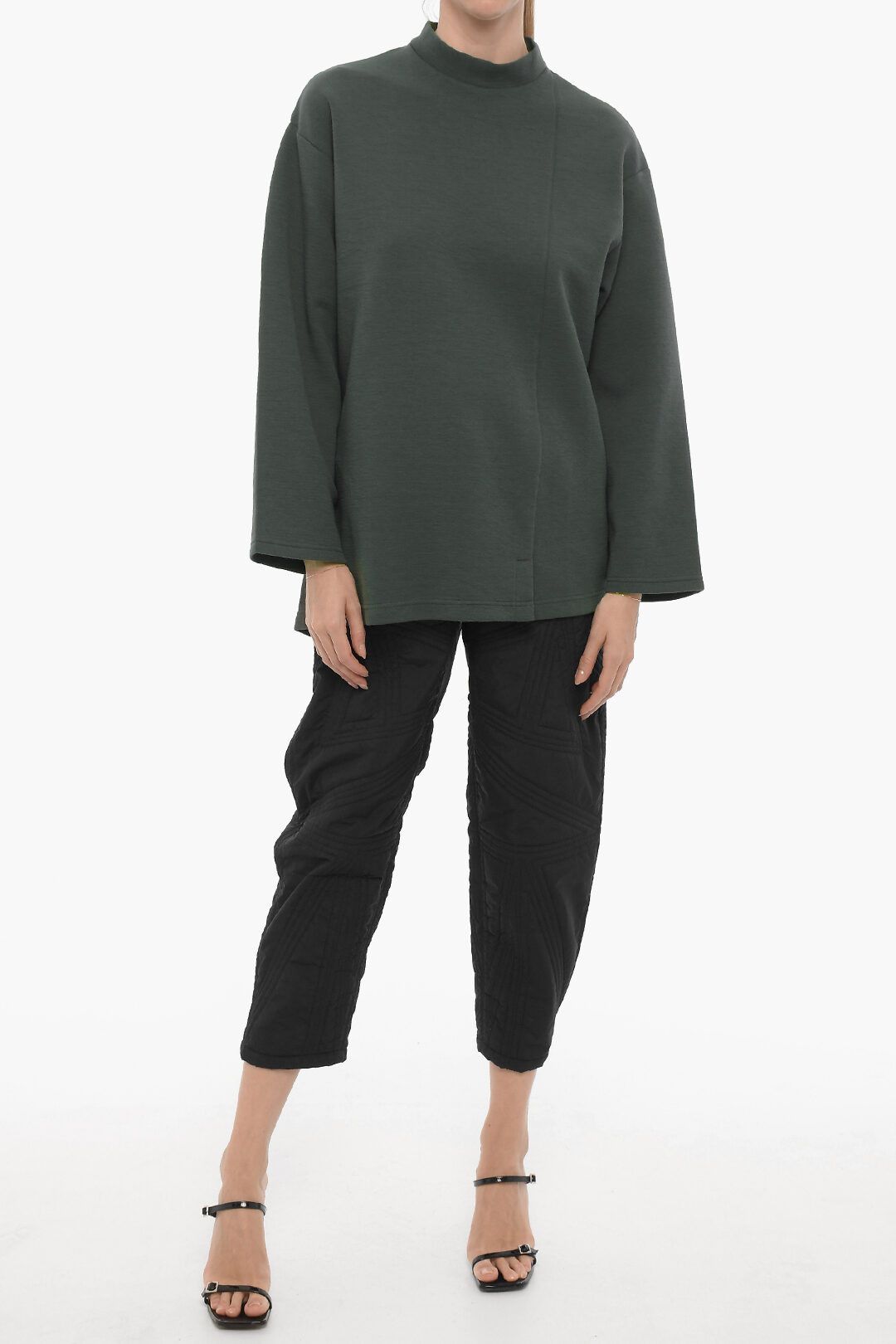 Y-3 × Yohji Yamamoto og1mm0824 Crew-Neck Sweatshirt with Side Split in Dark Green Size XXS / US 00 / IT 34 - 4 Thumbnail