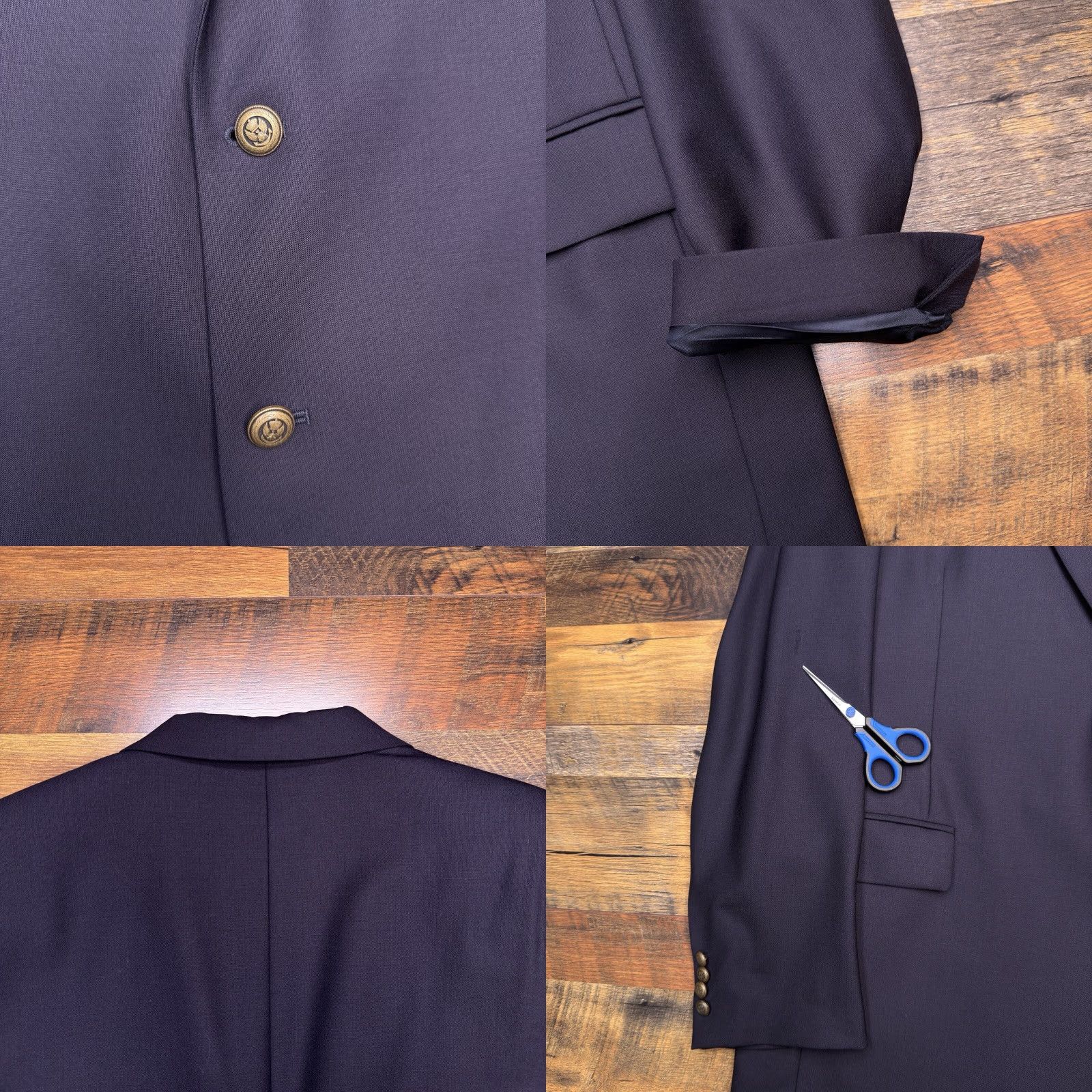 Jos. A. Bank Jos A Bank Blazer Sport Coat Shirt Blue Navy 46 Long Wool Wool Blend Solid Notch Lapel 2-Button Four-Button Single-Breasted Mens Regular Vintage No Size 46R - 8 Thumbnail