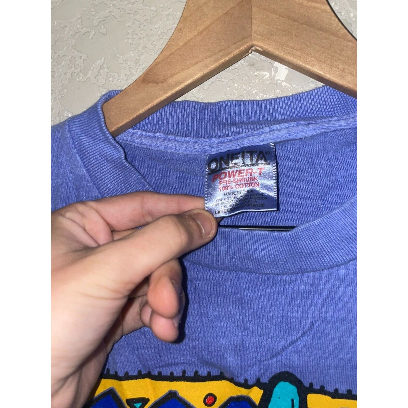 Vintage Retro 1990s Native American Inspired Art Work Blue Tee Shirt Size US L / EU 52-54 / 3 - 10 Thumbnail